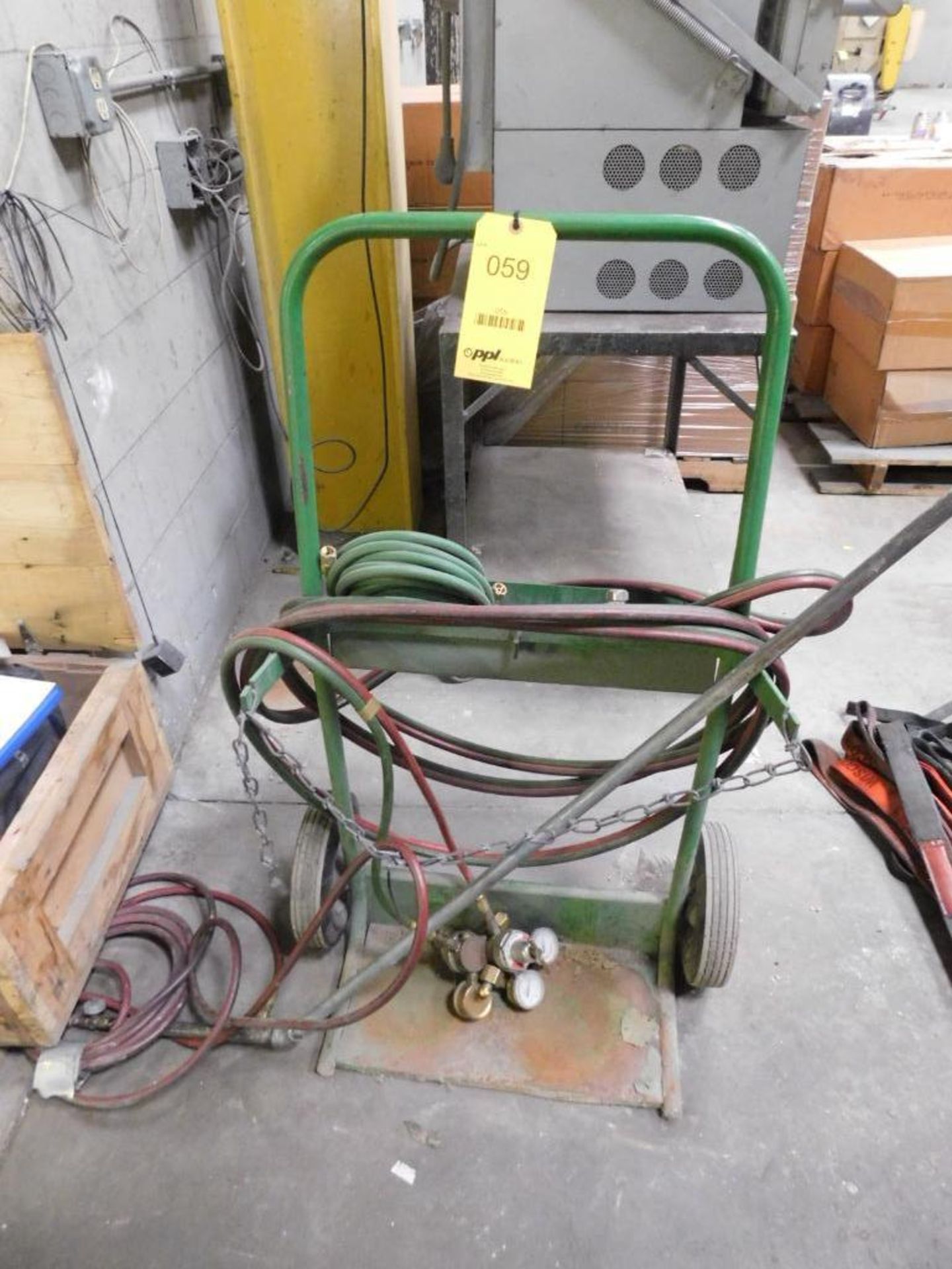 LOT: Torch Cart with Hose & Burner, Spare Hose, Regulator, with Torch Attachment