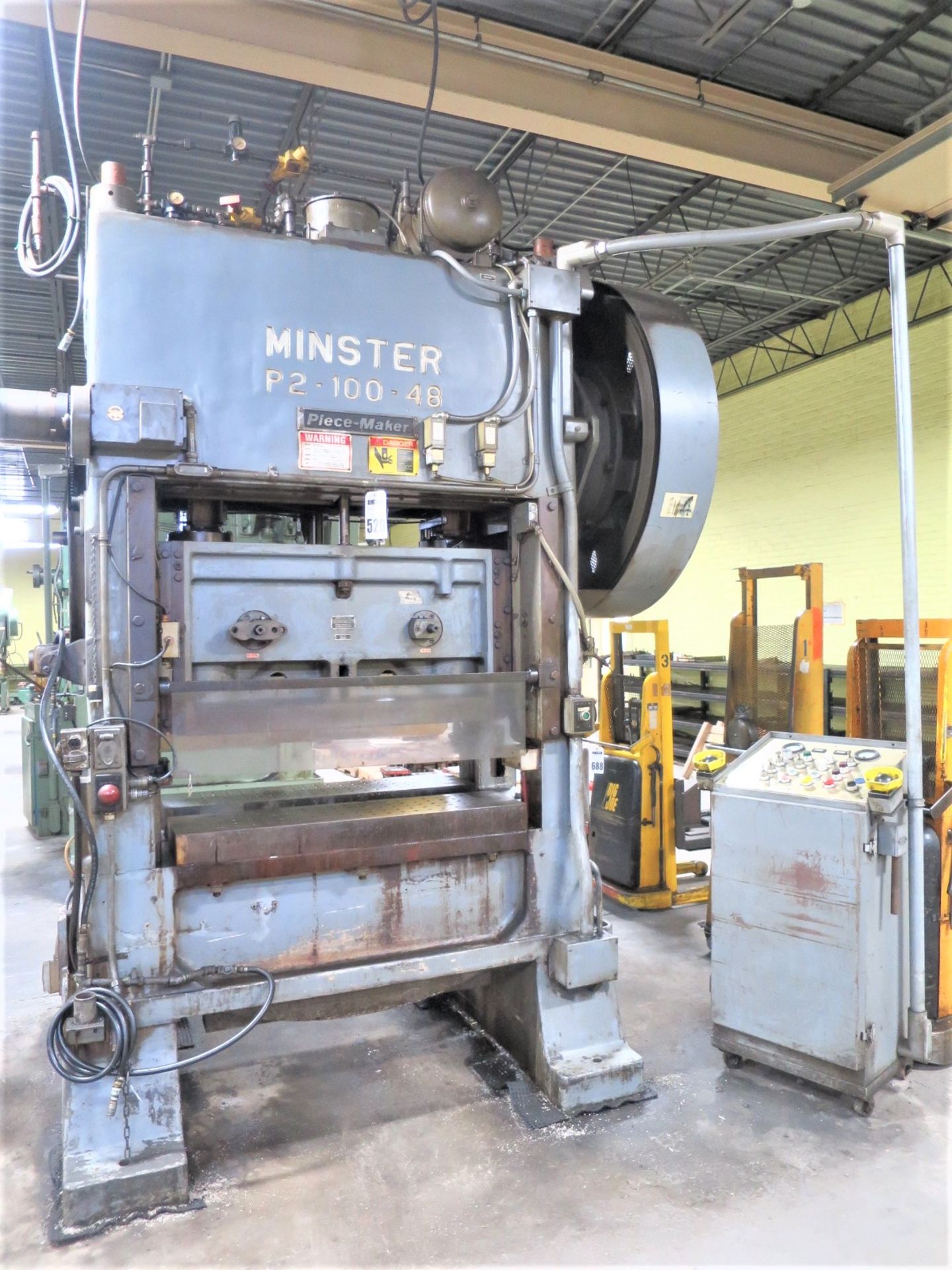 Minster 100 Ton Piece-Maker Variable Speed Stamping Press Model P2-100-48, Sn P2-100-18493 48 x 31