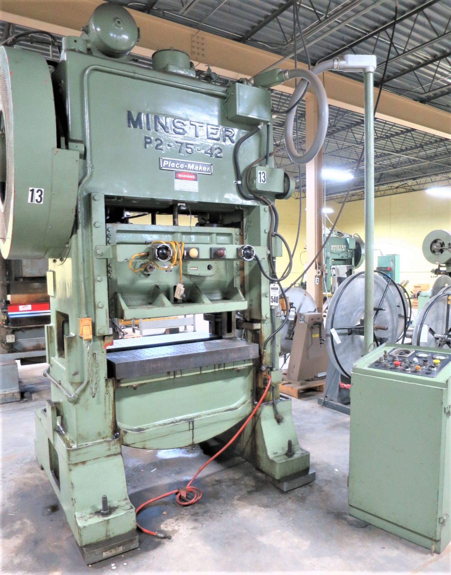 Minster 75 Ton Piece-Maker Variable Speed Straight Side Stamping Press Model P2-75-42, Sn P2-75-