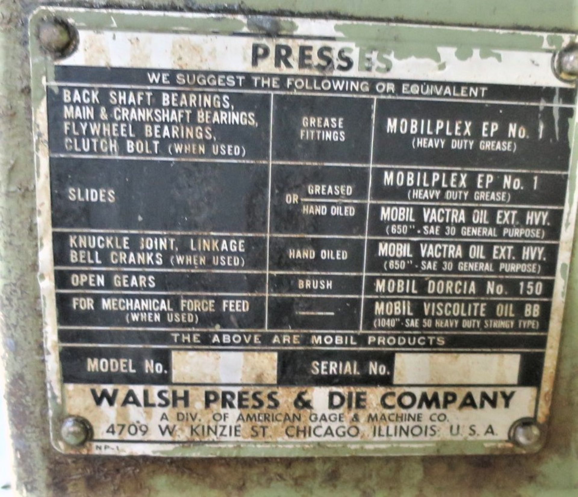 Walsh 20 Ton Variable Speed OBI Punch Press Model 20 - Image 5 of 5