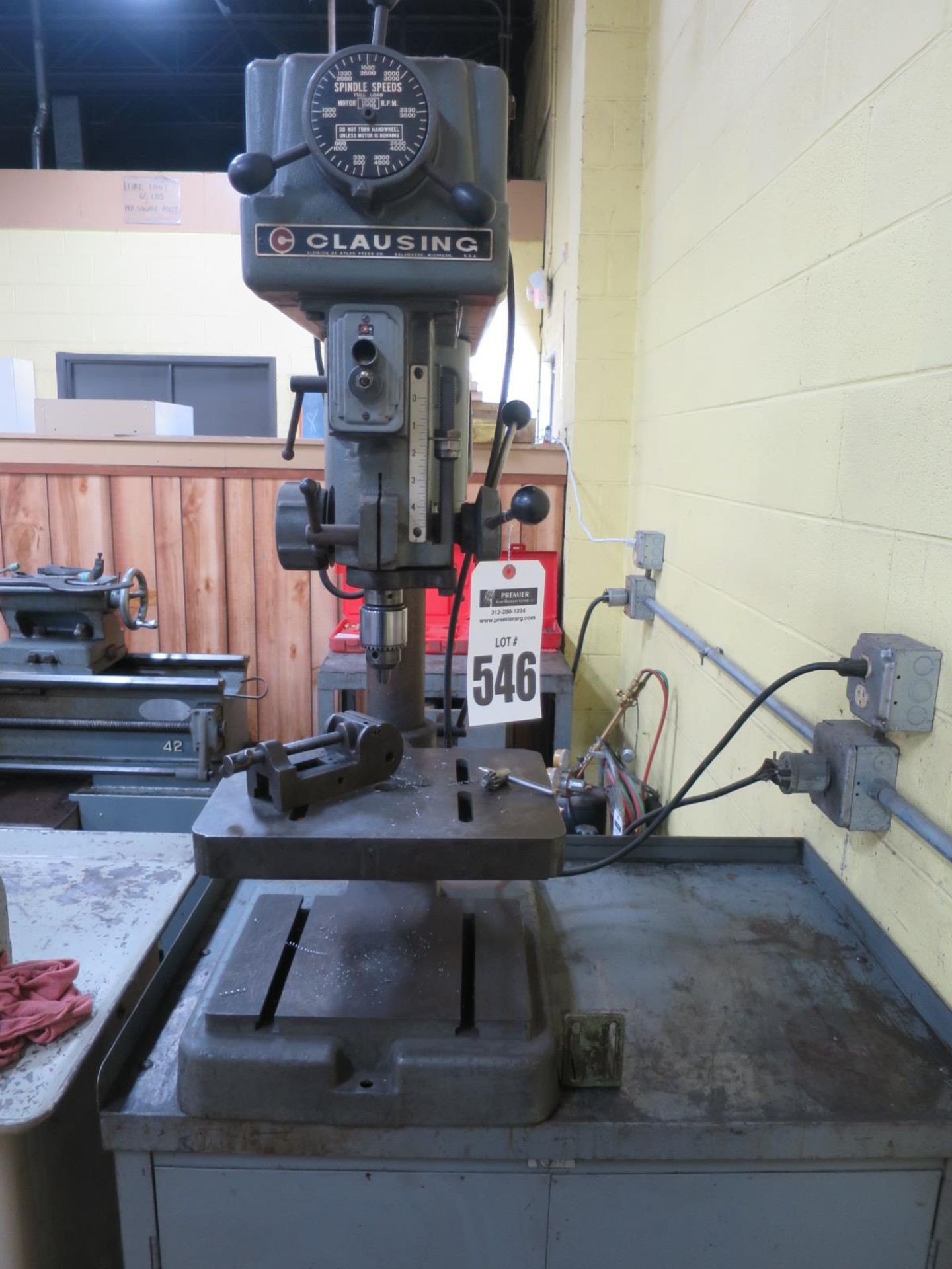 Clausing Series 16Vc 15" Variable Speed Drill Press, Sn 506266 With Jacobs Chuck and vice