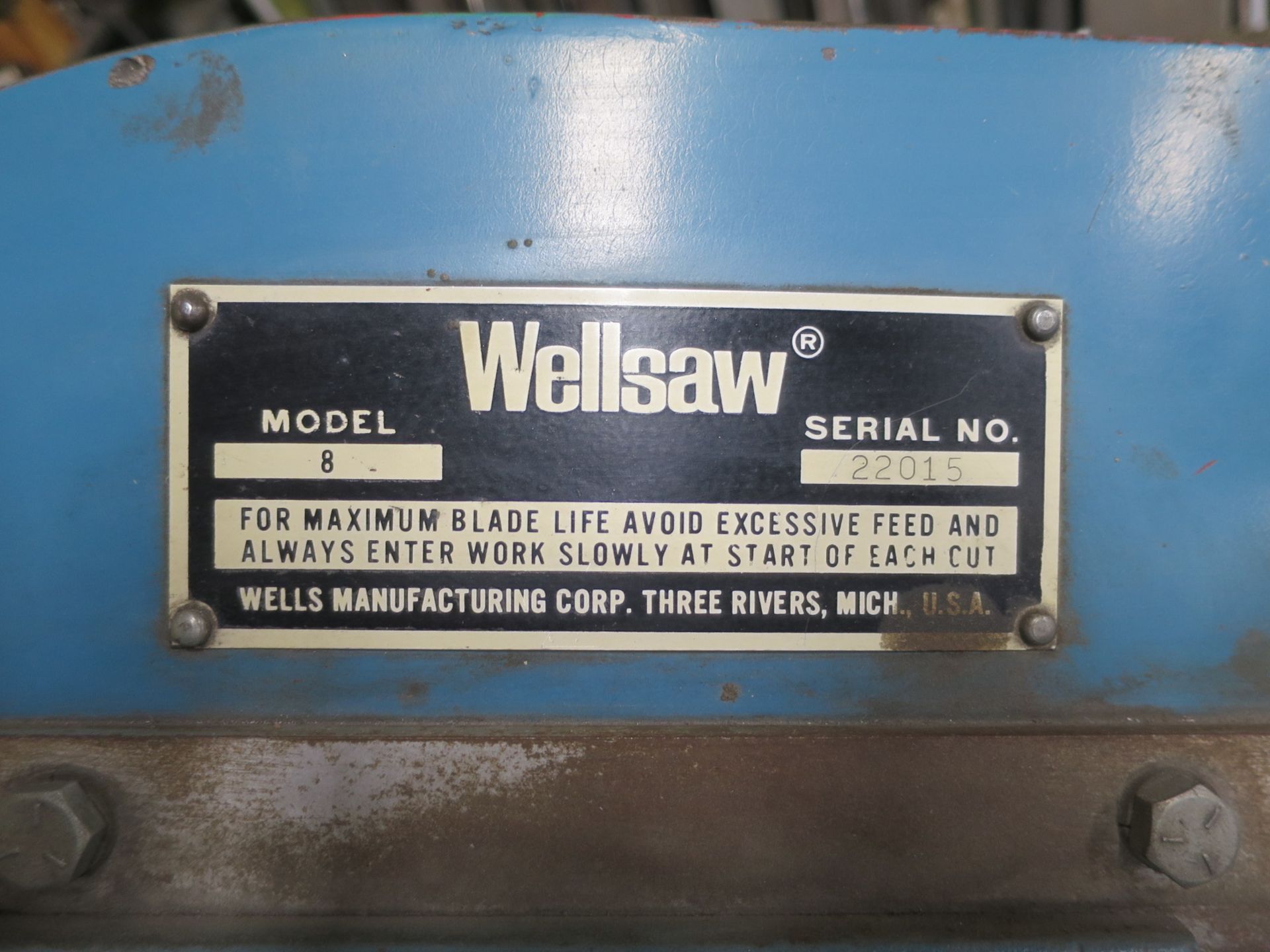 Wellsaw Model 8 Horizontal Band Saw, Sn 22015 - Image 2 of 4