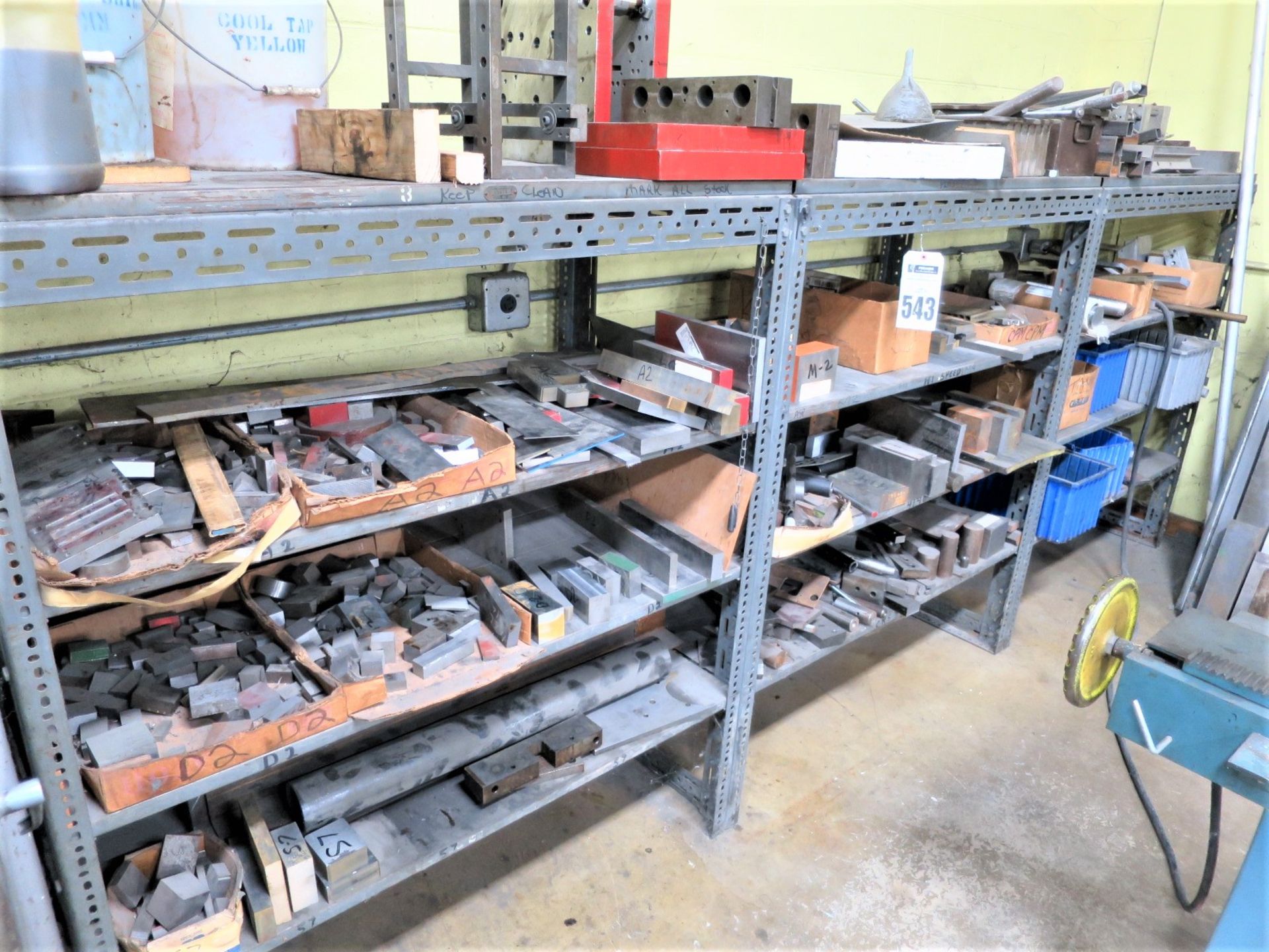Rack With Contents, Tool Room Stock, soft tool steel and low carbon steel