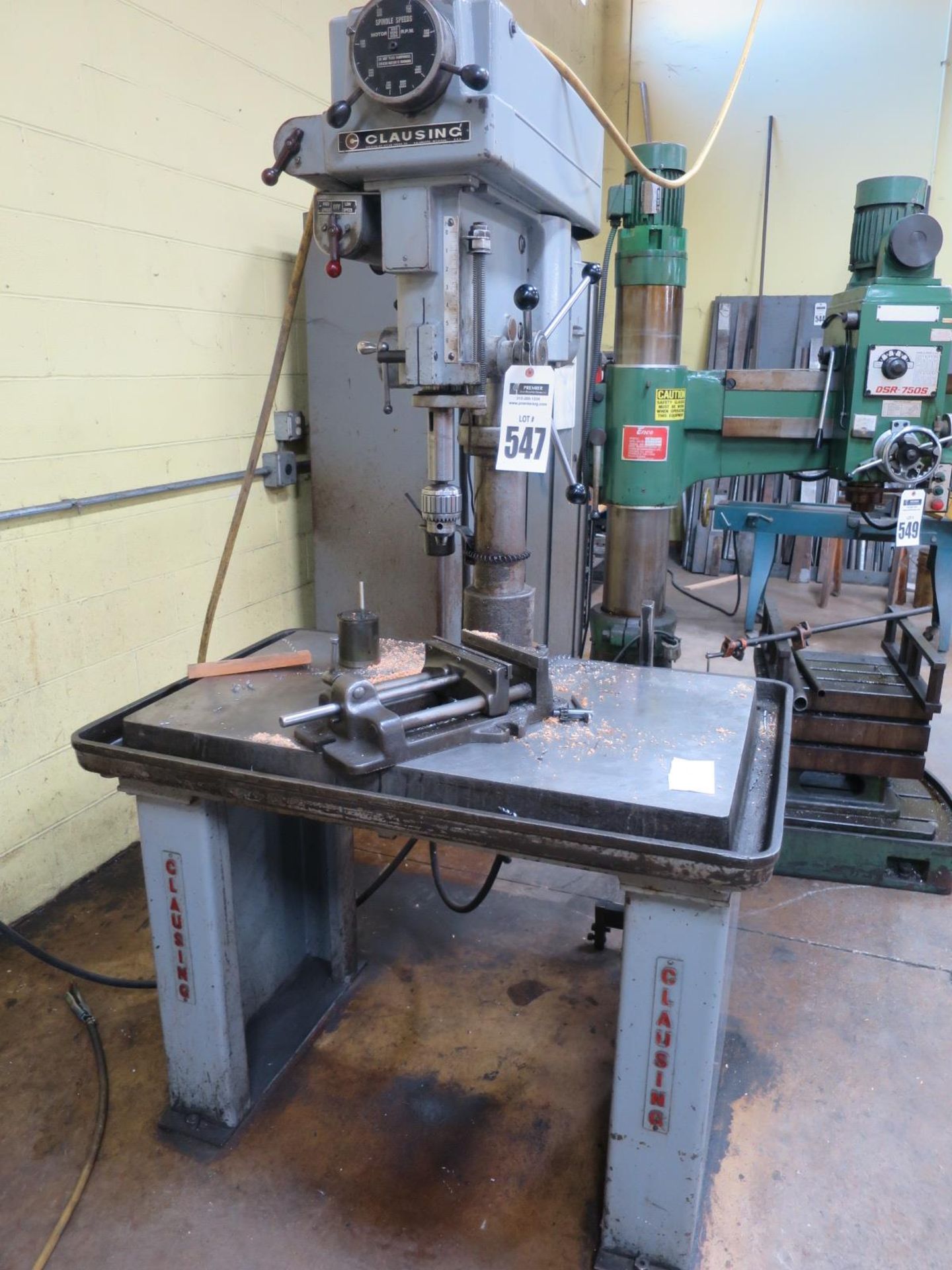 Clausing Series 22V 20" Variable Speed Drill Press, Sn 501841 With Jacobs Chuck and vice