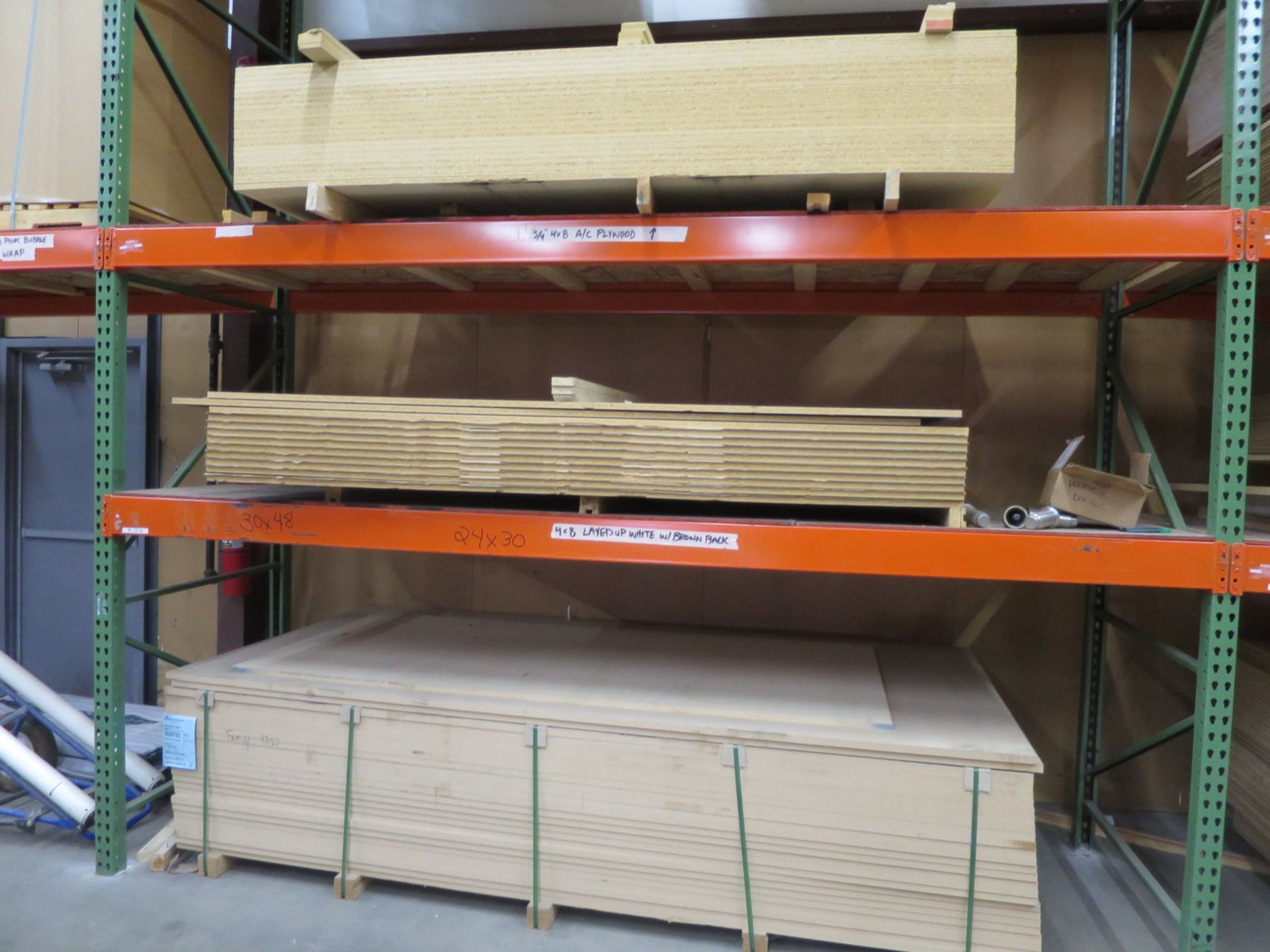 Contents on rack (5) shelves, Pallet MDF Panels, Green and White Laminated with Backer Particleboard - Image 2 of 2