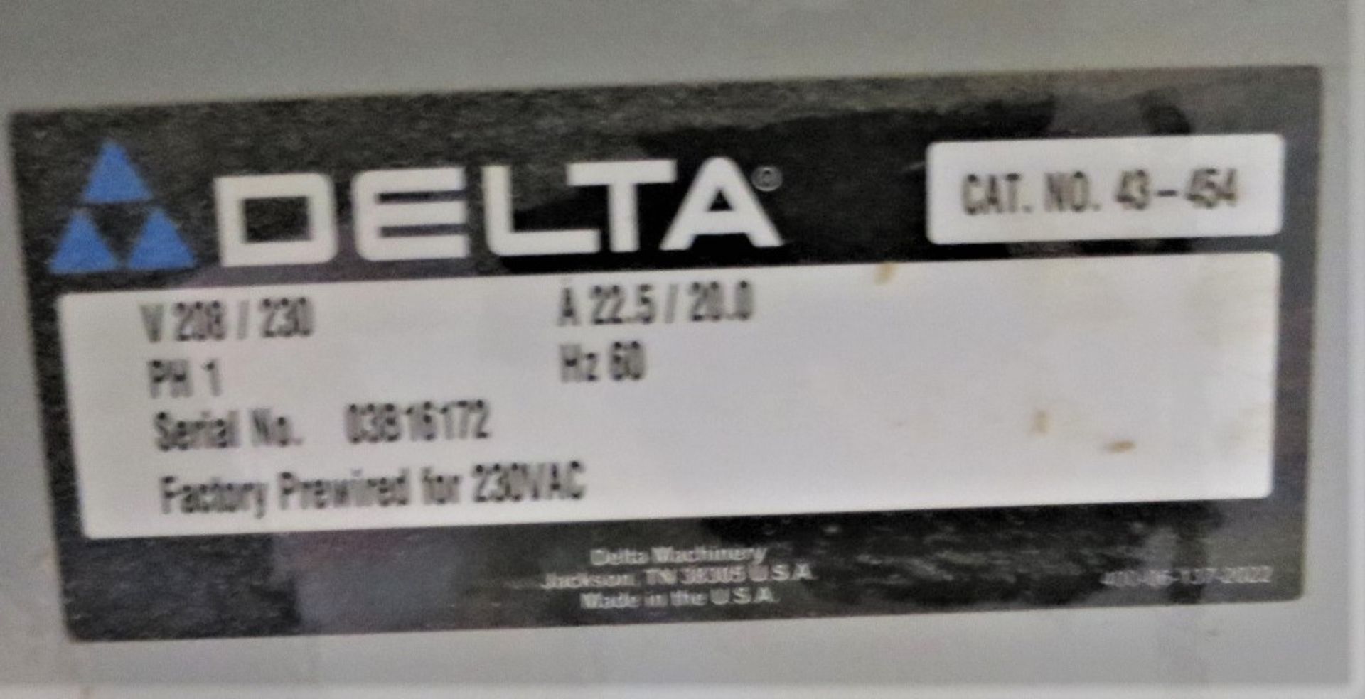 Delta 43-454 Industrial Shaper, SN 03816172 - Image 3 of 3