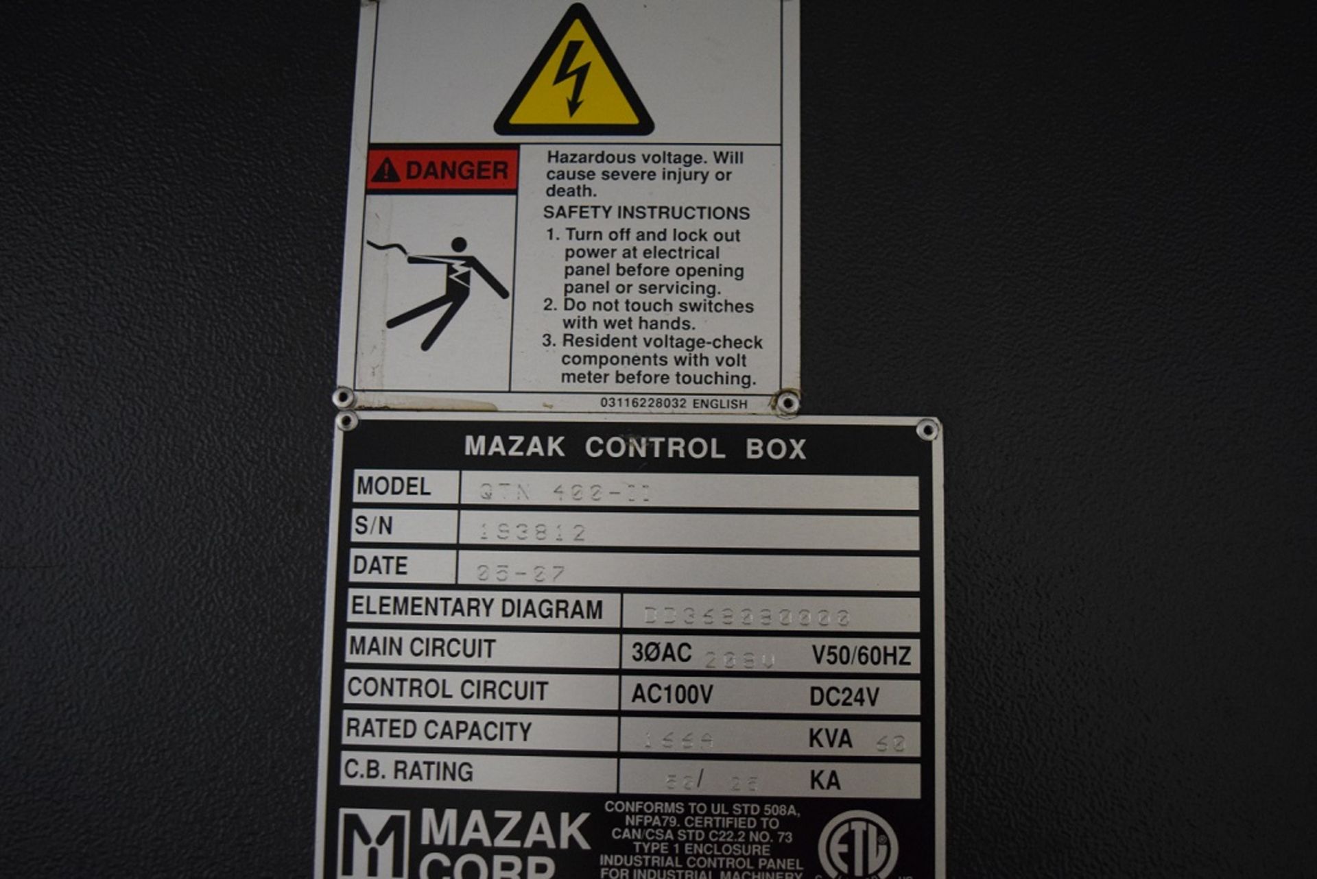 Mazak QTN-400-II CNC Lathe, S/N 193812, New 2007 - Image 8 of 8