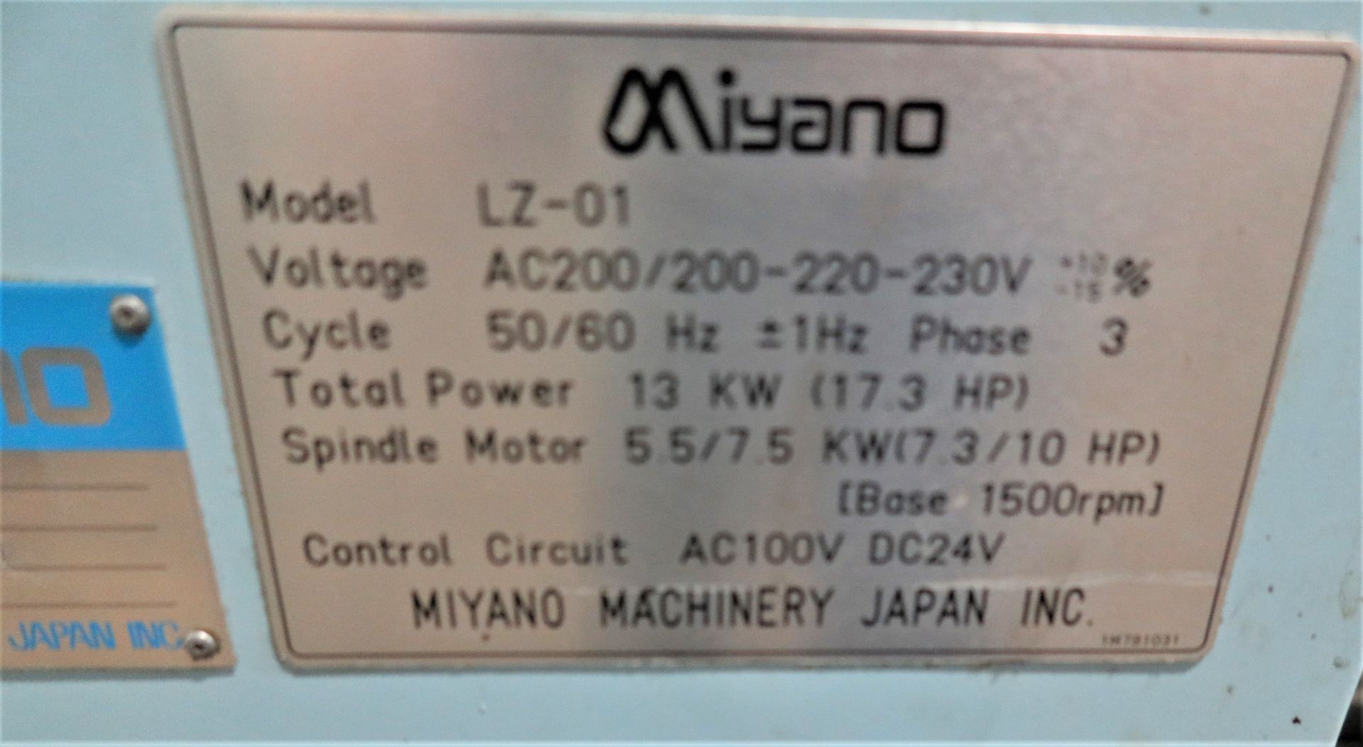 Miyano LZ-01 2-Axis Turning Center w/Auto Load/Unload System, S/N LZ010191 - Image 11 of 11