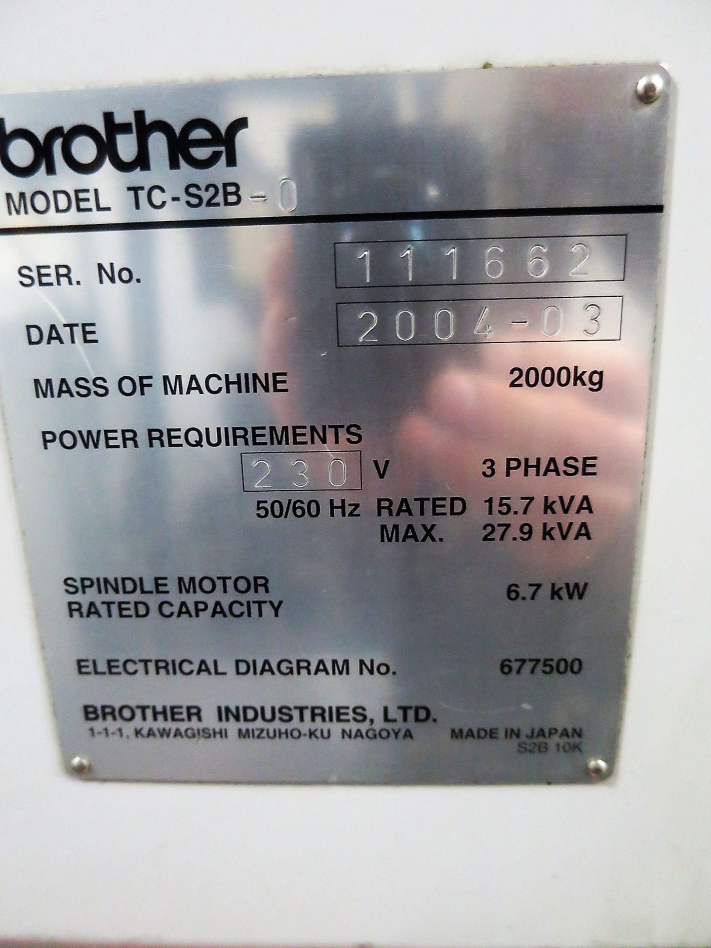 Brother TC-S2B-0 CNC 4-Axis Drill Tap Vertical Machining Center, S/N 111632, New 2004 - Image 8 of 10