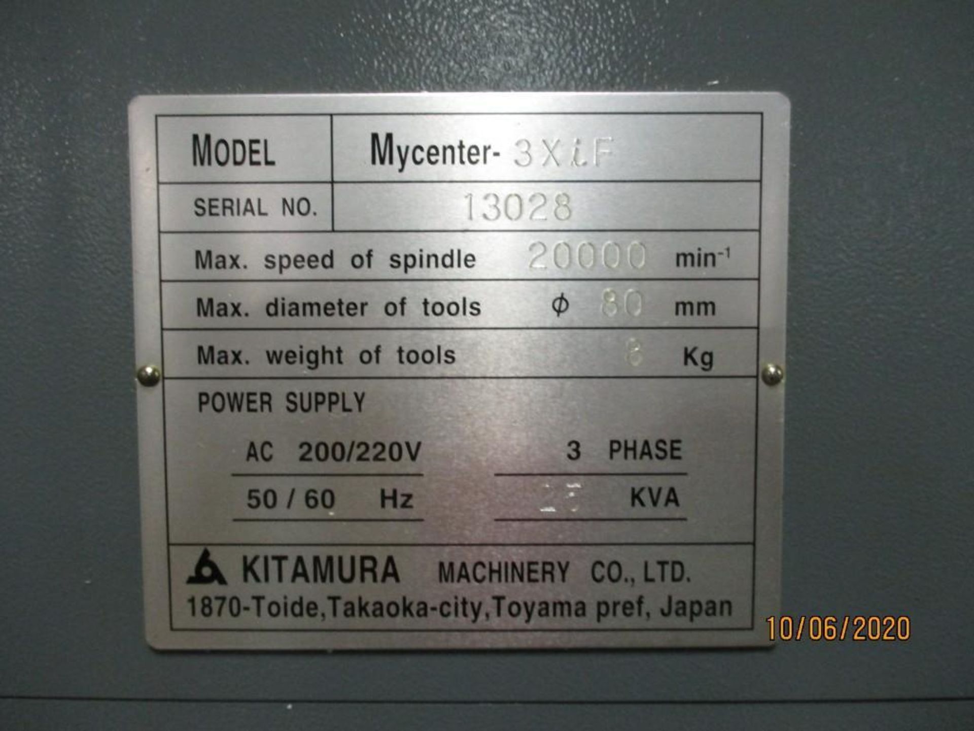 2012 Kitamura My center 3XiF Spark changer CNC Pallet Changer Vert Machining Center, S/N 130238 - Image 9 of 9