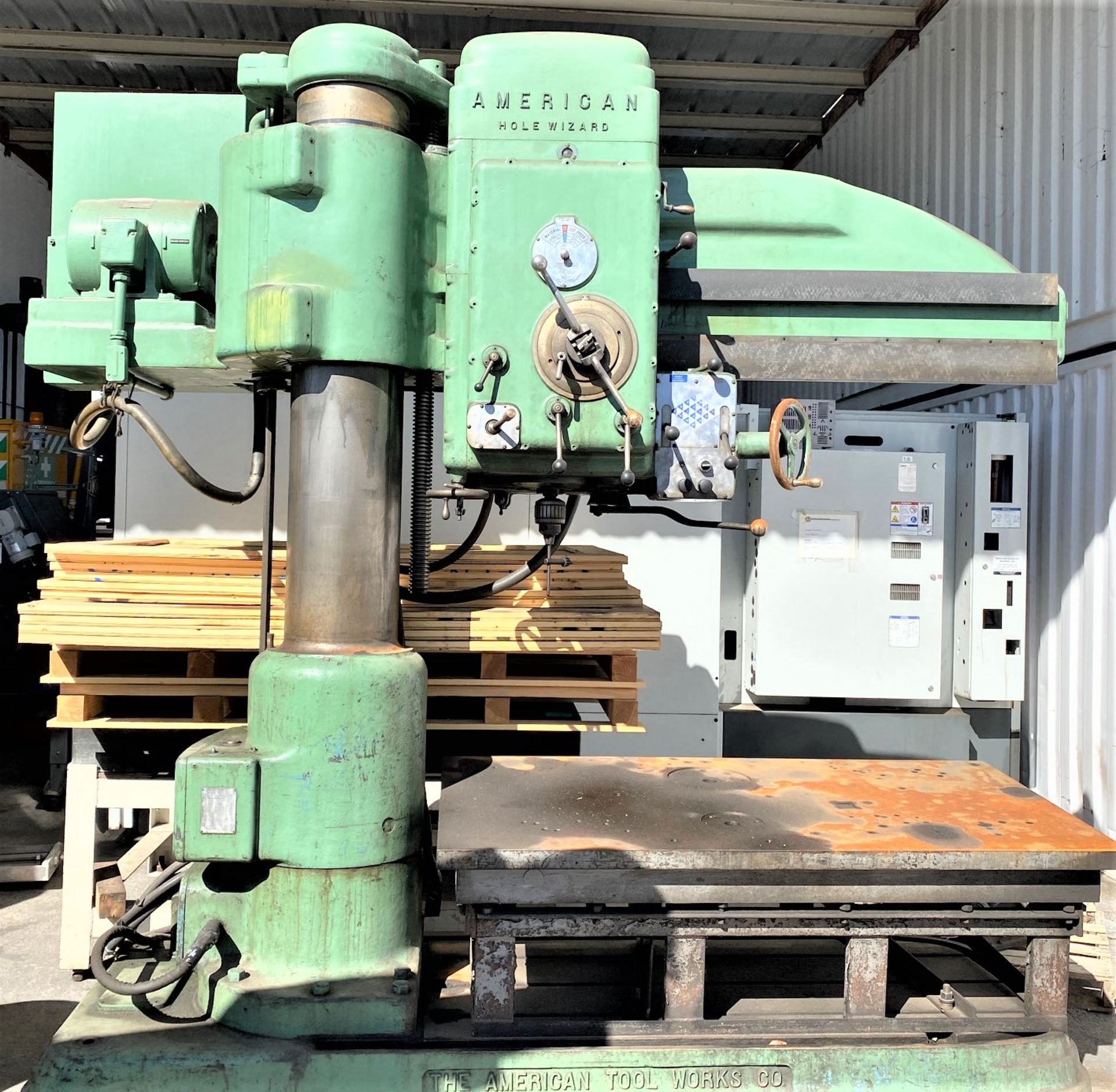 5' x 13" AMERICAN HOLE WIZARD RADIAL ARM DRILL PRESS