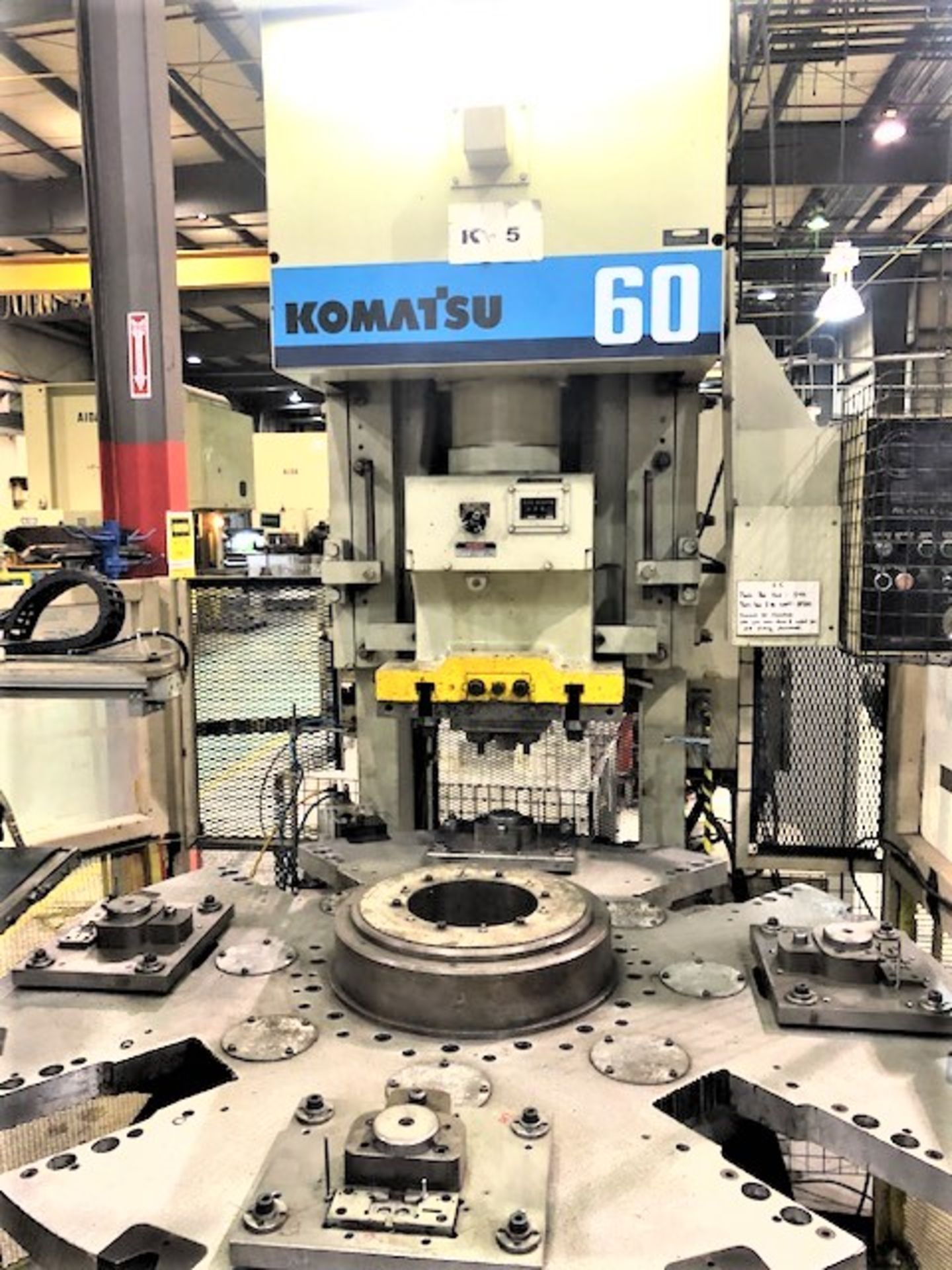 SOLD SOLD SOLD 60 Ton Komatsu OBS-60-3 Gap Bed Press w/4 Station Rotary Table, S/N 14198, New 1994