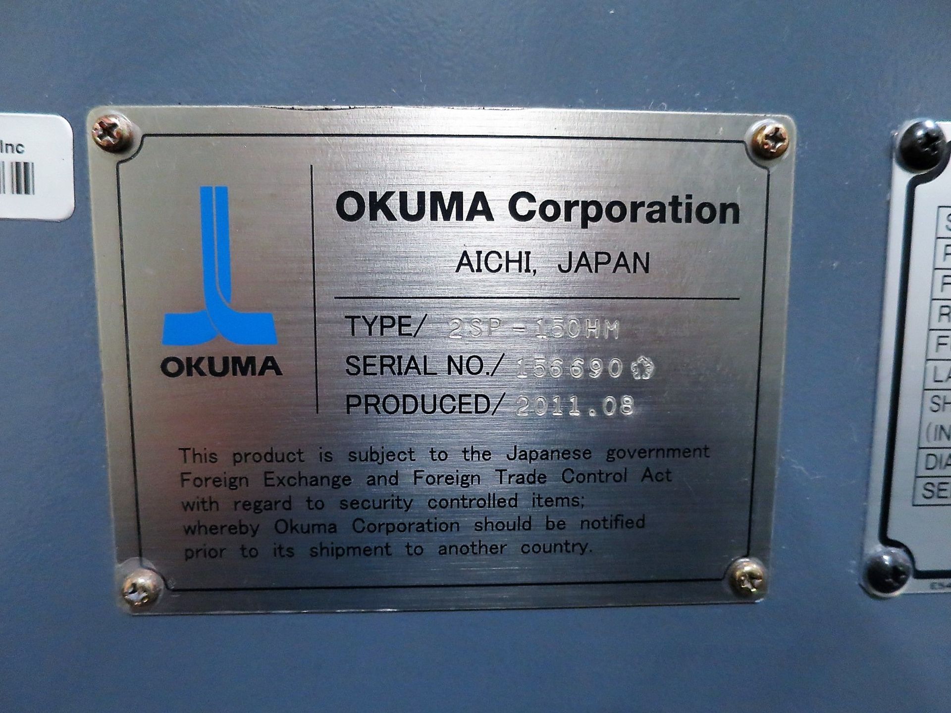 Okuma 2SP-150HM Twin Spindle 3-Axis Turning Center w/Live Milling, S/N 156690, New 2011 - Image 11 of 12