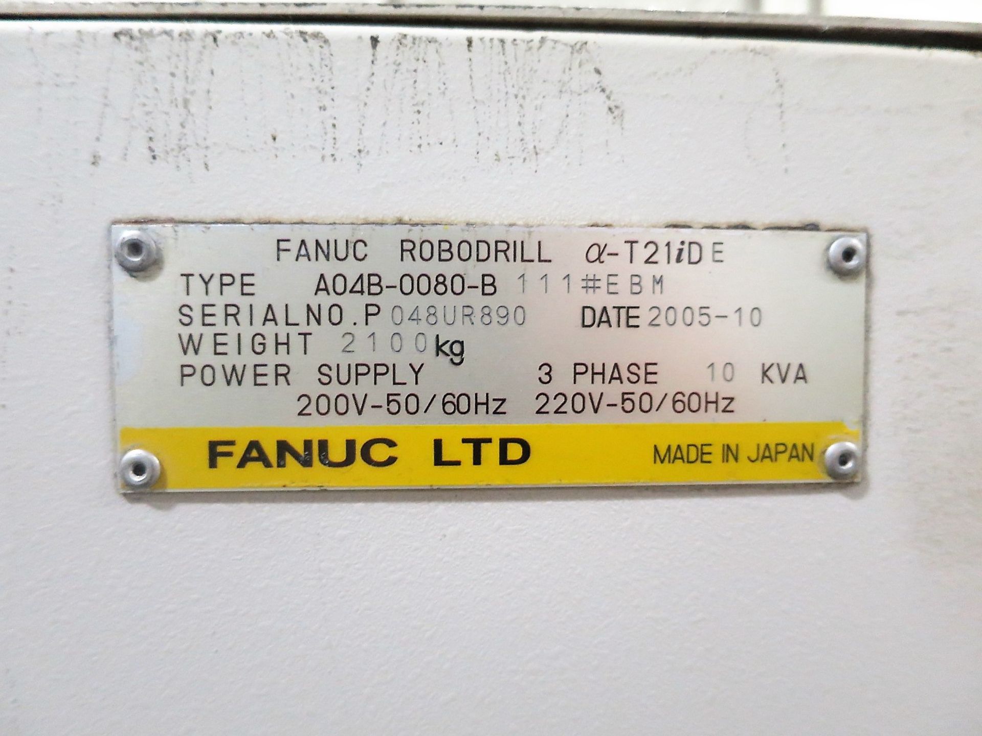 Fanuc Robodrill Alpha T21iDE 3-Axis Vertical High Speed Drill Tap Machining Center, S/N P048UR890 - Image 7 of 9