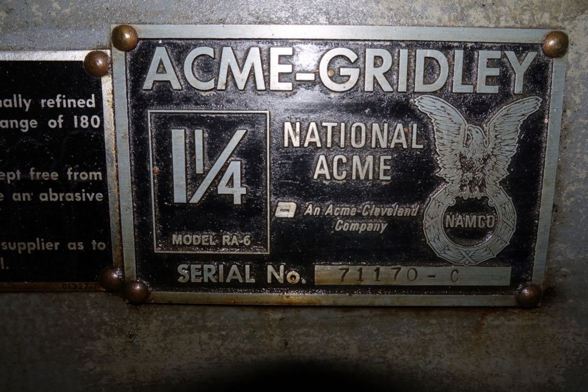 ACME GRIDLEY 1-1/4" RA-6 SCREW MACHINE, S/N 71170-C (MACHINE #7) - Image 6 of 7