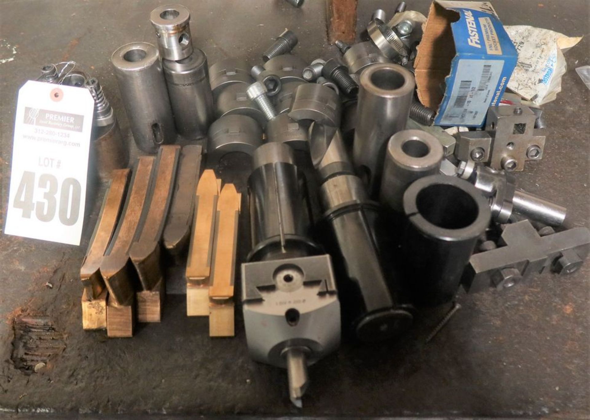 ONE LOT BOLTS, ROLLS, PINS, CHUCK SHOES, CRITERION BOARING HEAD, B-26 COLLET & PUSHER PADS