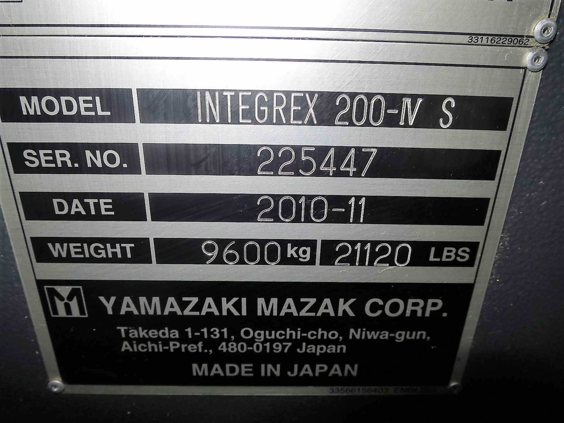 Mazak Integrex 200 IV S 5-Axis CNC Turning Center Lathe, S/N 12481, New 2010 - Image 11 of 22