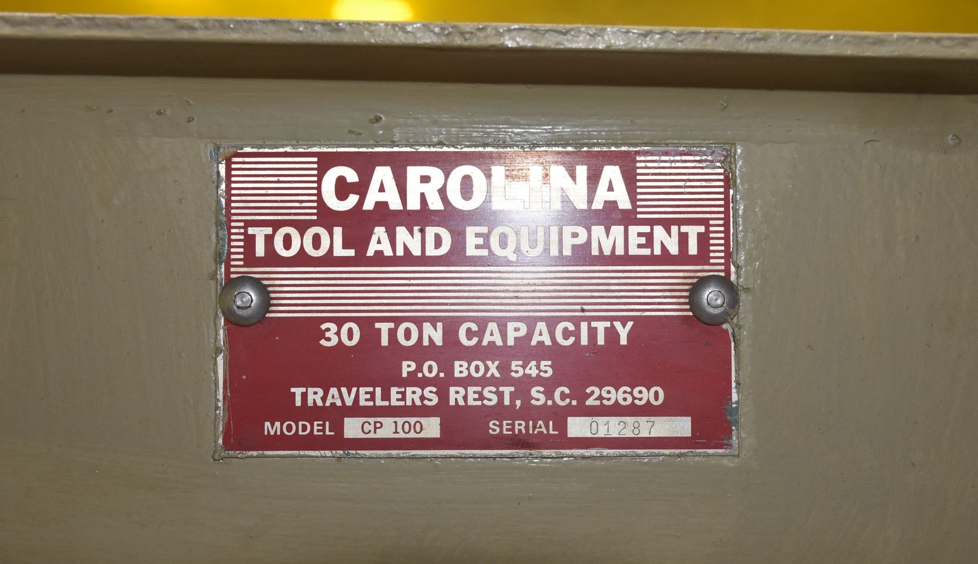 30 Ton Carolina Tool & Equipment H-Frame Press, Model CP100 - Image 5 of 5