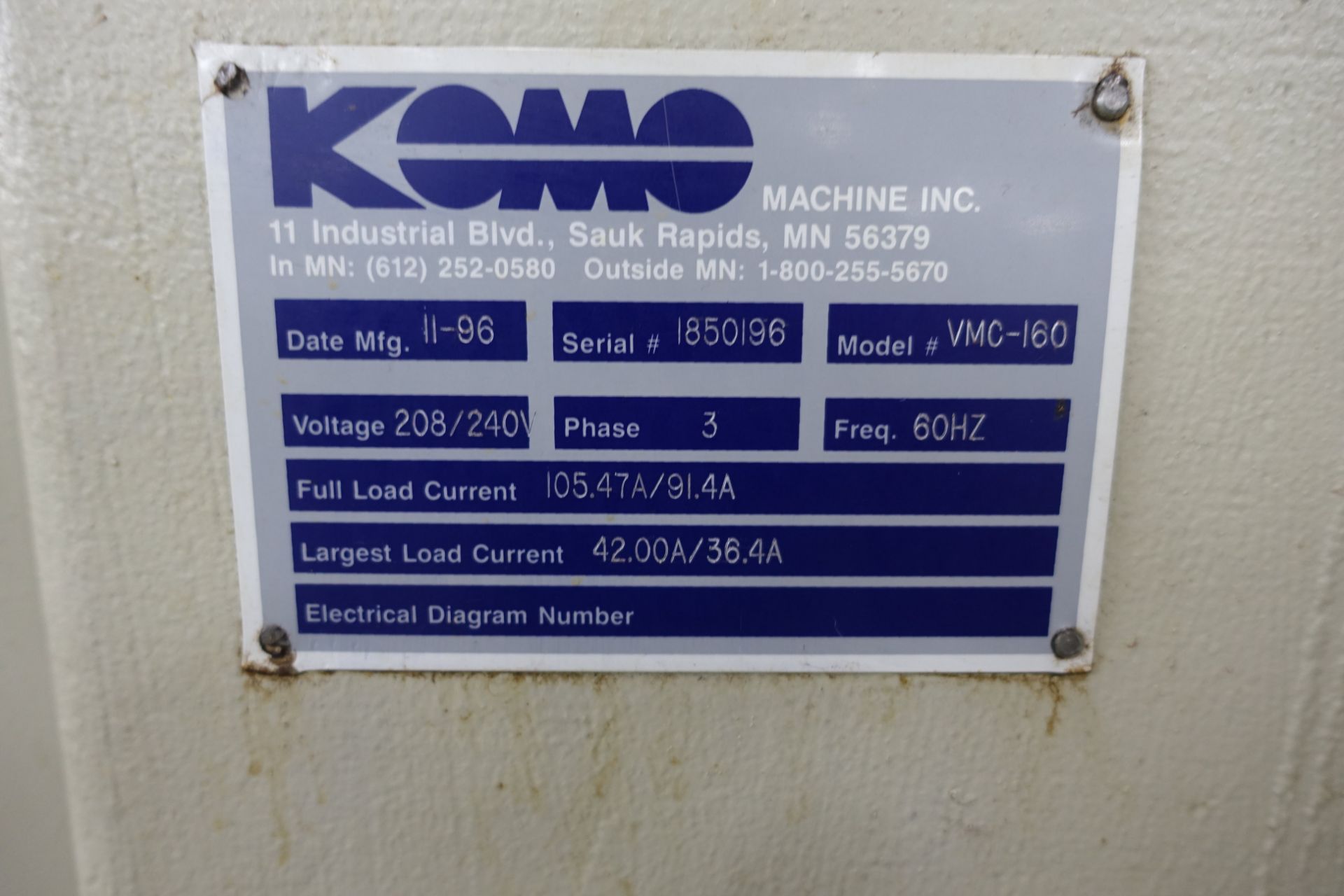 Komo VMC160/50 Vertical Machining Center - Image 8 of 8