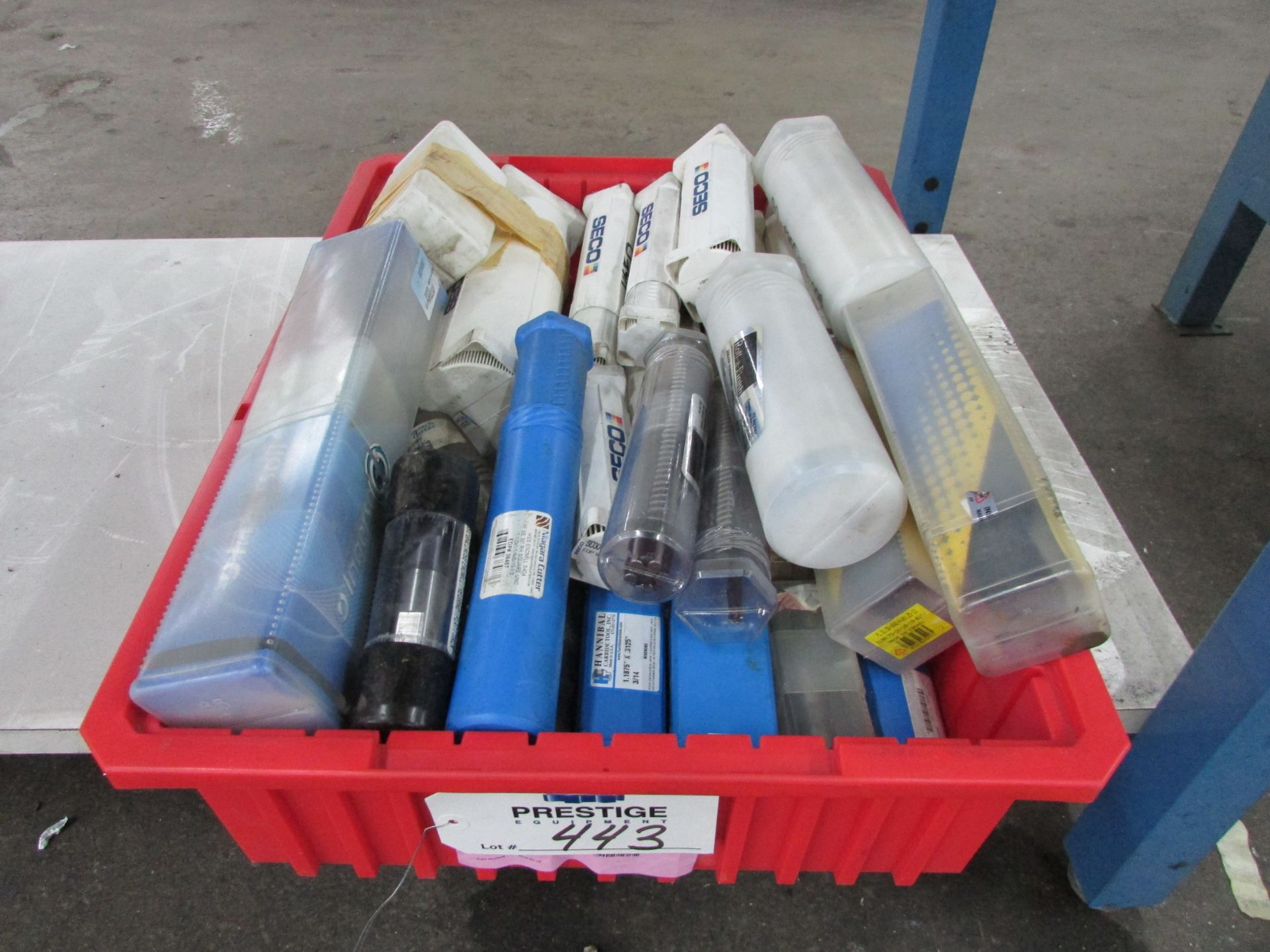 (1) Bin of Assorted End Mills, Roller Finishing, etc. Tooling