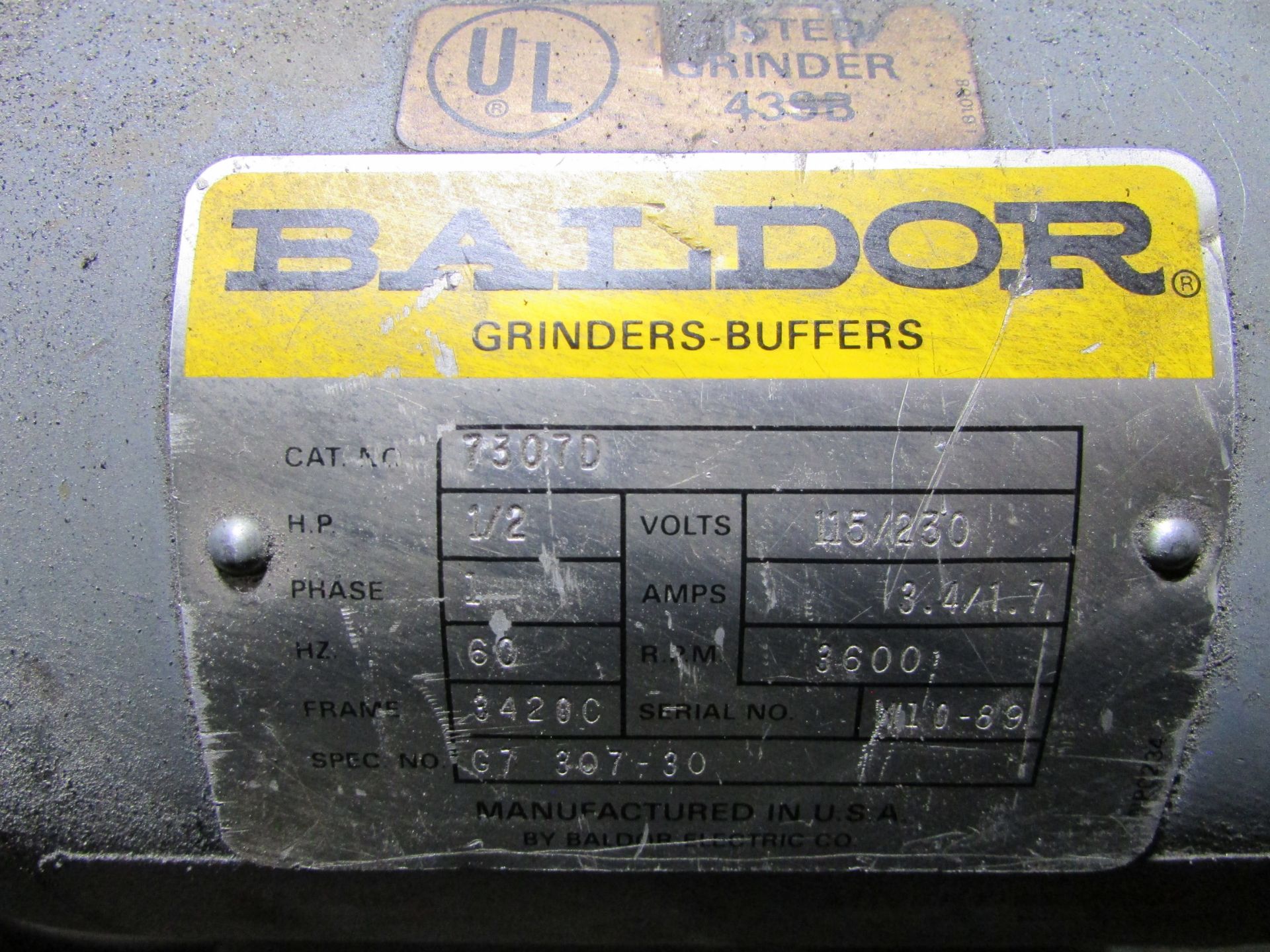 6" Baldor 7307D Double End Pedestal Grinder - Image 4 of 4