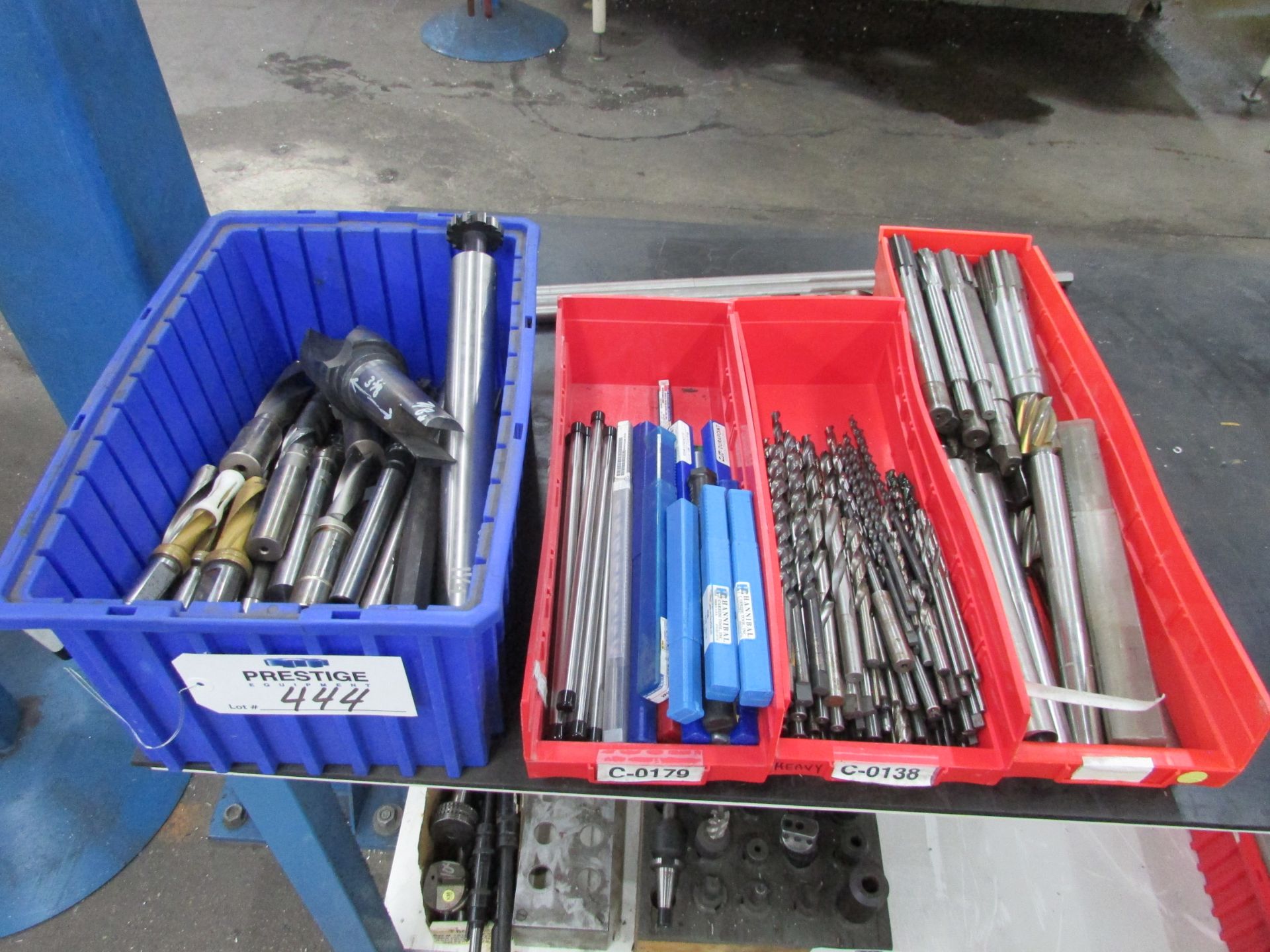 (4) Bins of Assorted Drill, Reamers, Cutters, etc. Tooling