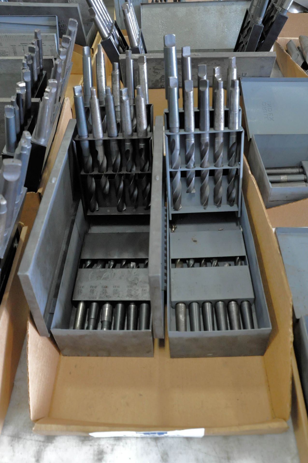 Lot-(2) Huot Fractional Large Taper Shank Drill Indexes with Drills in (1) Box, (Bldg 1)