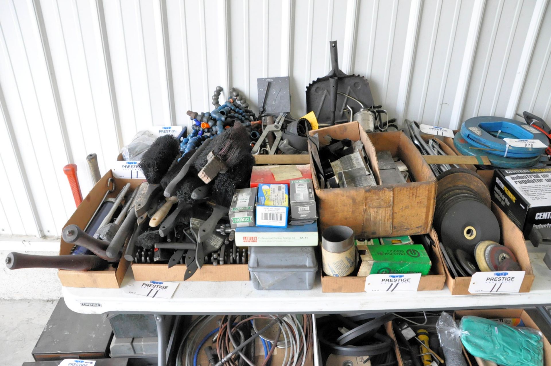 Lot-Grease Guns, Brushes, Shim Stock, Grinding Disks, Wrenches, etc. in (9) Boxes, (Bldg 1)