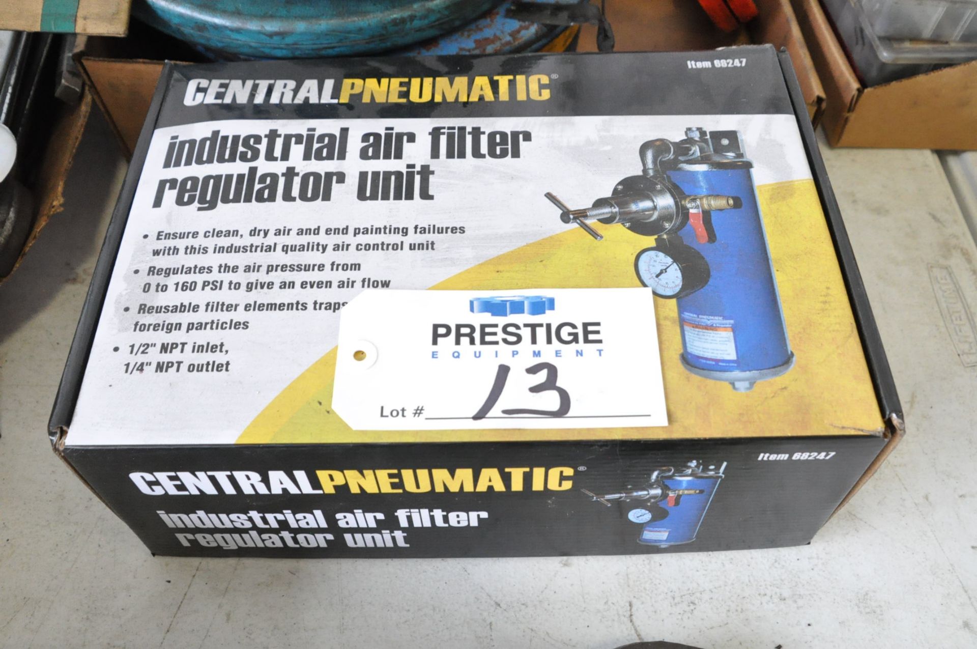 Central Pneumatic #68247 Industrial Air Filter Regulator Unit (Packaged), (Bldg 1)