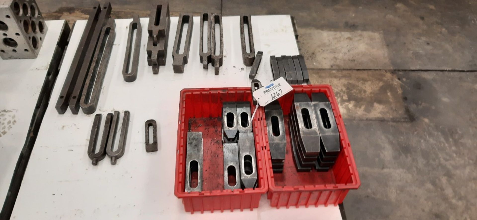 Lot-Setup Clamps in (2) Red Totes and Loose, (Bldg 3)