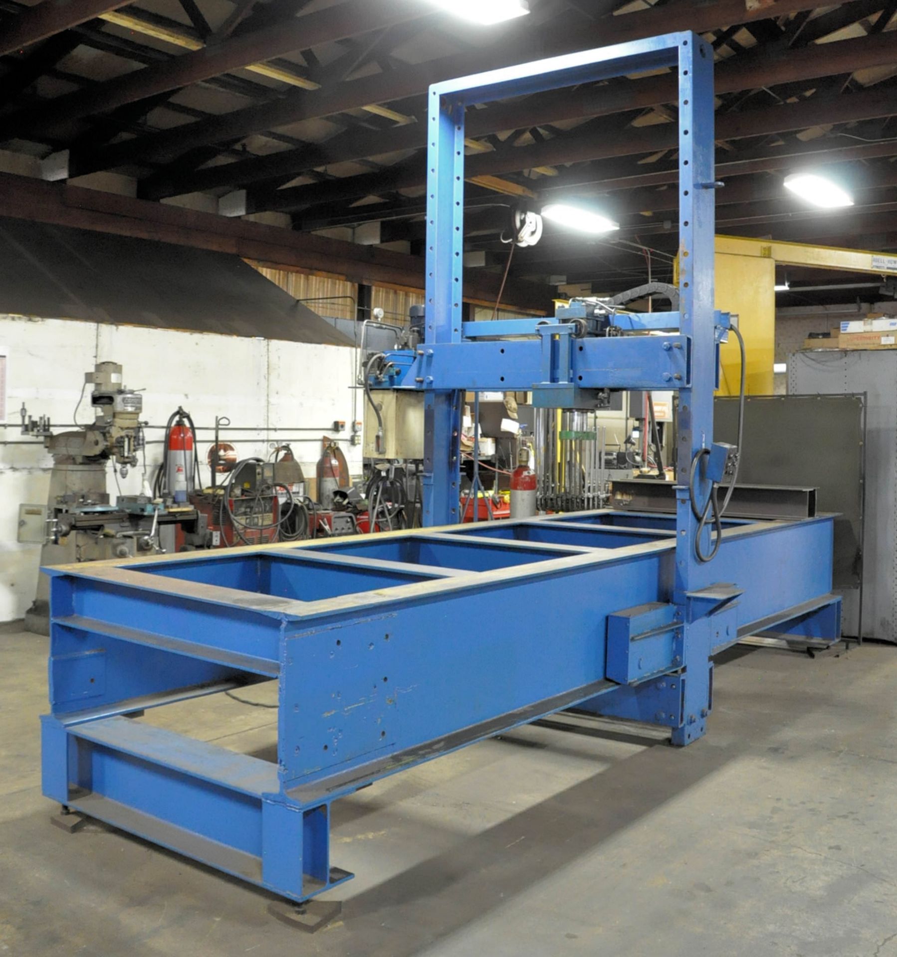 20-Ton Custom Fabricated Designed & Engineered, Hydraulic Straightening Press, 14'L x 60"W Between