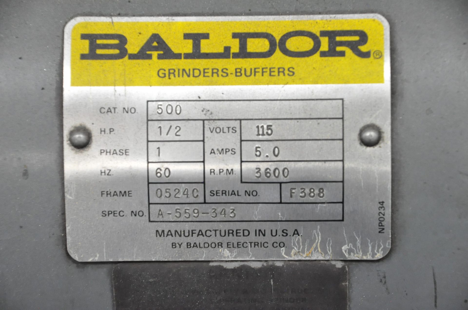 Baldor 500, 6" x 1/2-HP Double End Pedestal Type Grinder, S/n F388, (Bldg 1) - Image 2 of 2