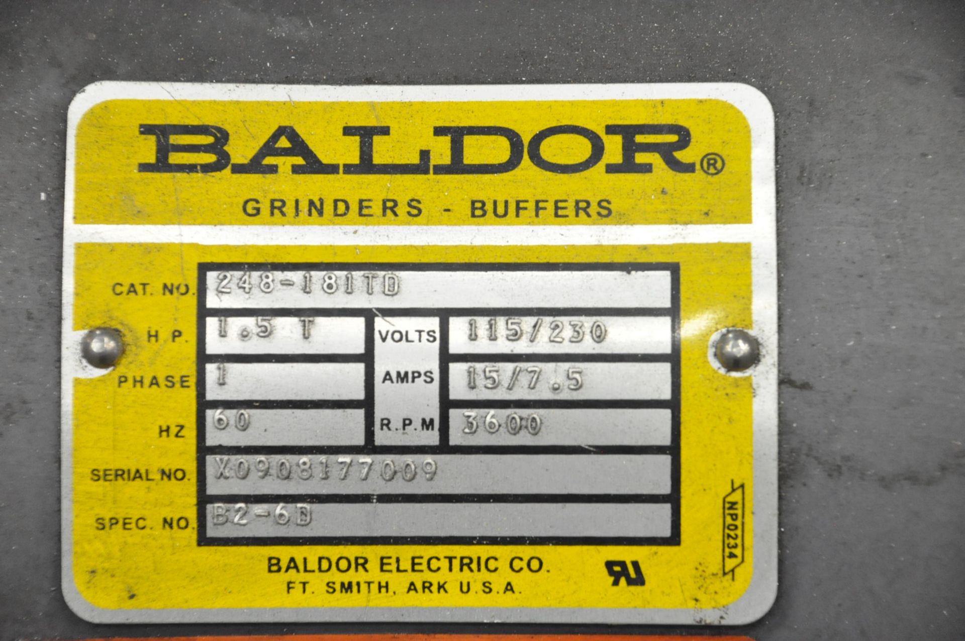 Baldor 248-181TD, Double End Wire Wheel/2" Vertical Belt Sander, - Image 2 of 2