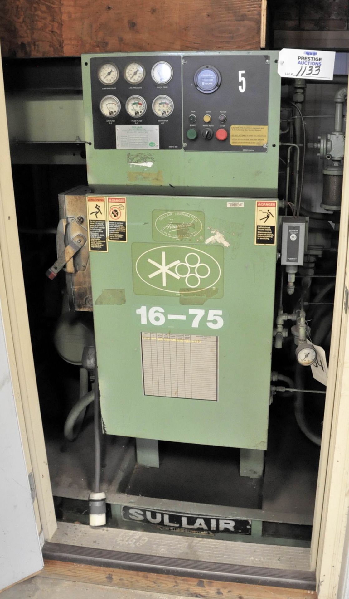 Sullair 16-75, Skid Mounted Rotary Screw Air Compressor,