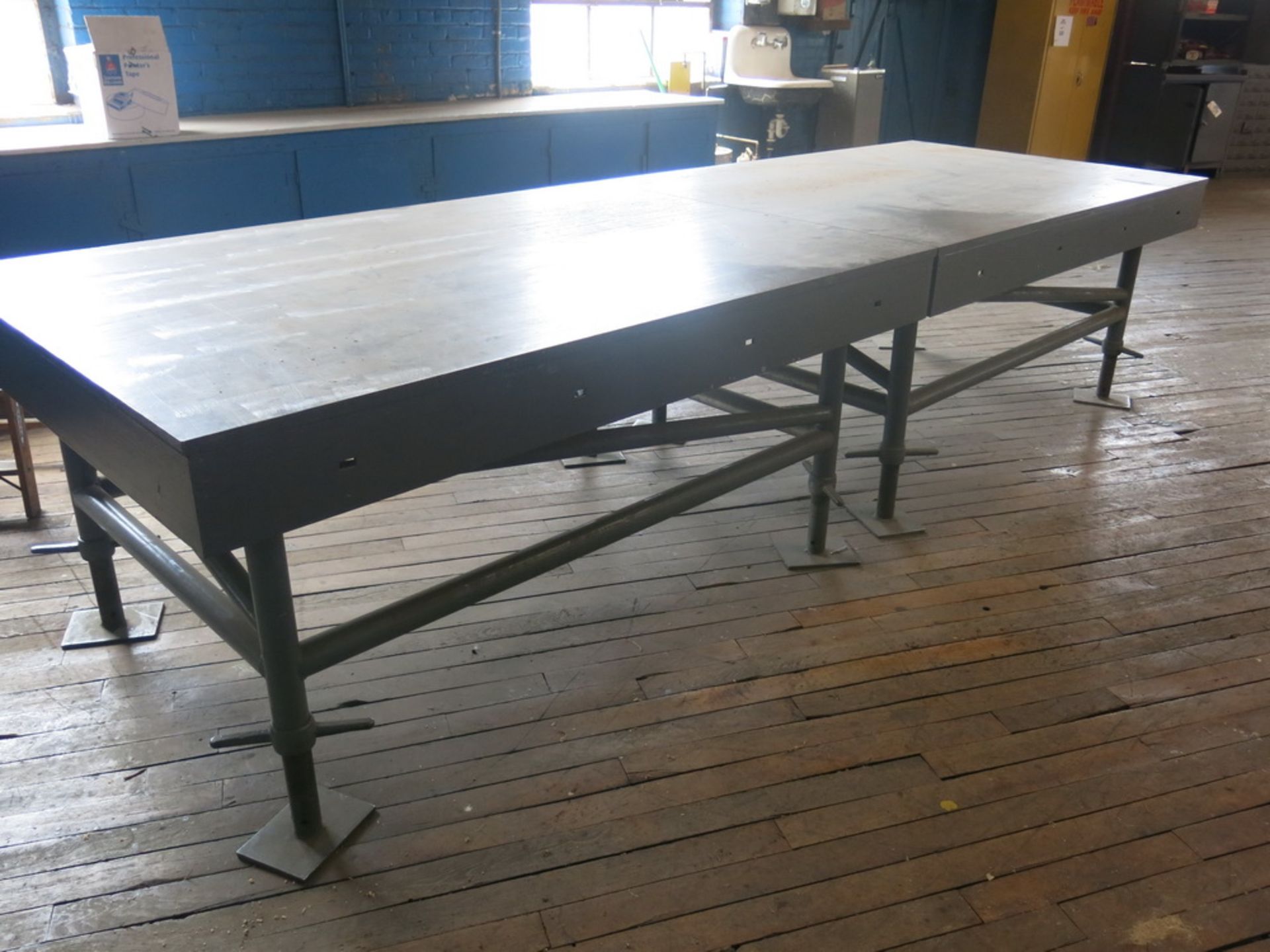Lot of (2) Heavy Duty Steel Layout Tables w/ Adjustable Legs