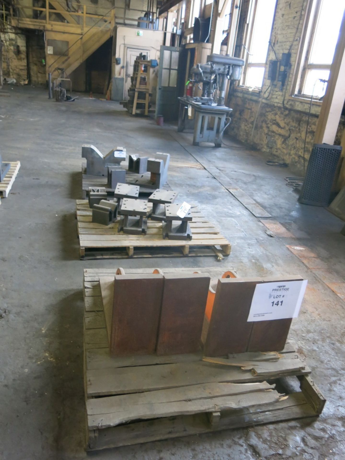 (3) Pallets of Angle Plates, Material Risers, V-Blocks