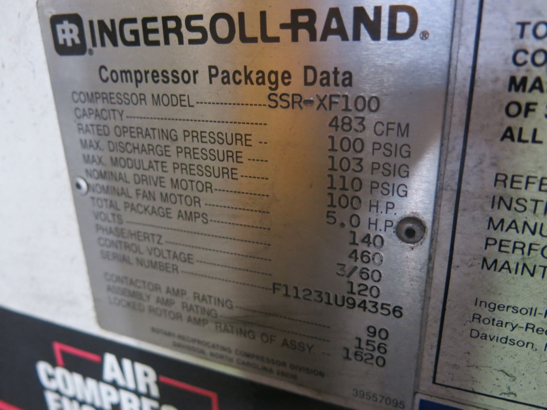 Ingersoll Rand Model SSR-XF100 100-HP Air Compressor - Image 4 of 4