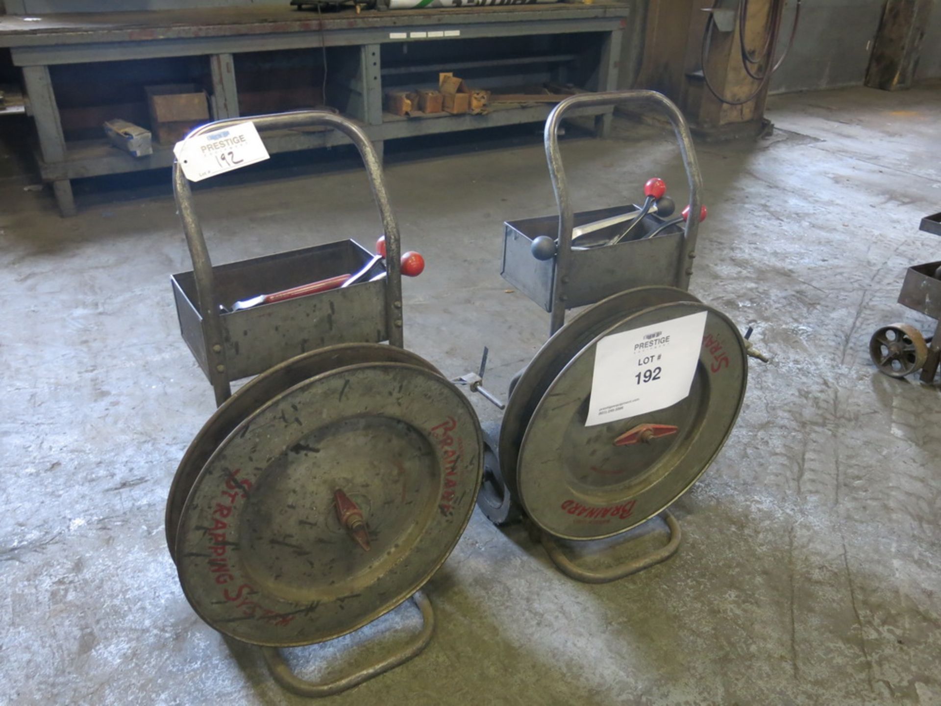 Lot of (2) Strapping Carts w/ Assoc. Banding Tools