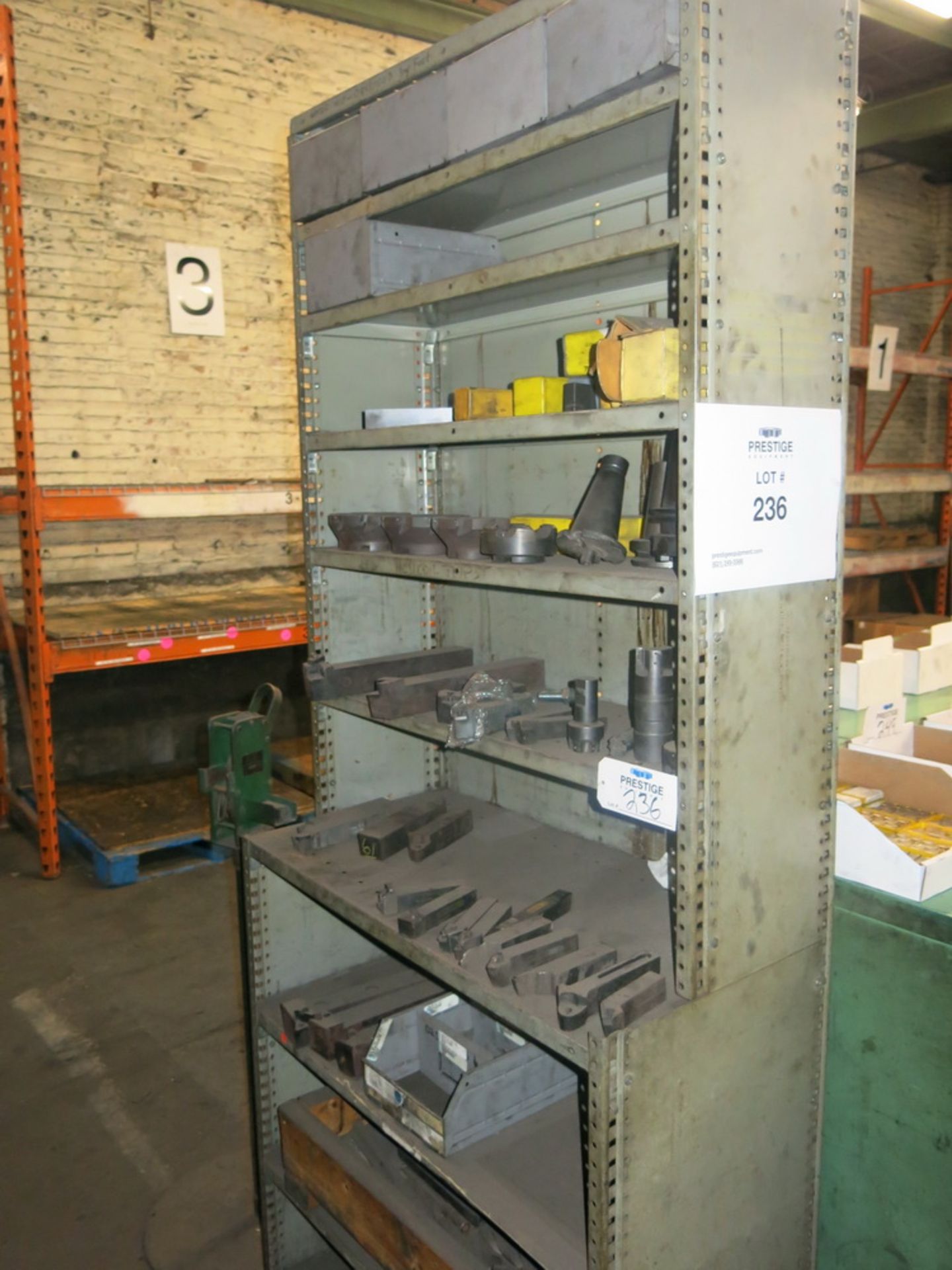 Lot of (2) Shelving Units, and 2-Door Metal Cabinets w/ Contents