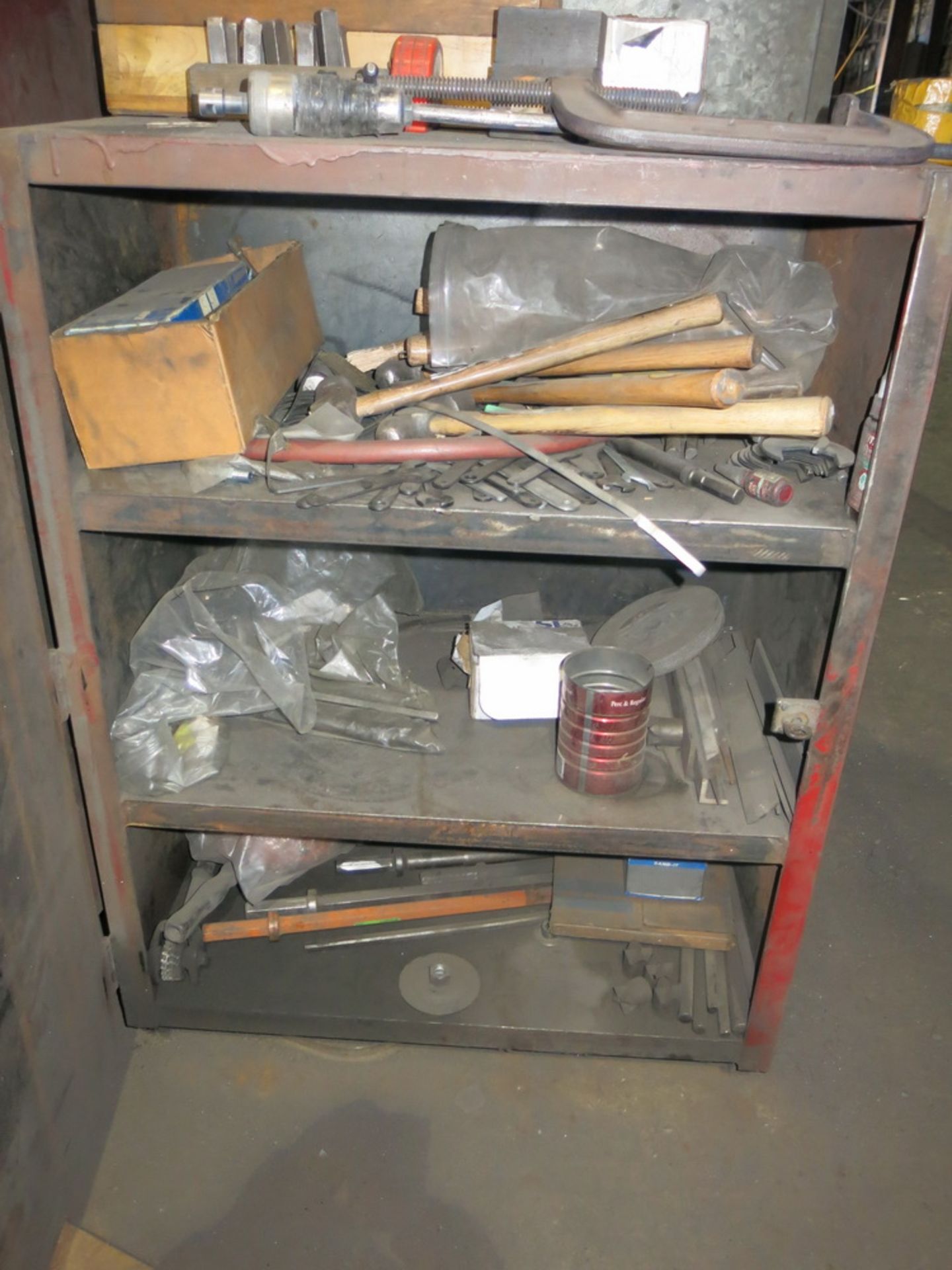 Lot of (3) Metal Cabinets w/ Contents, (2) Heavy Duty Steel Shelving Units - Image 3 of 4