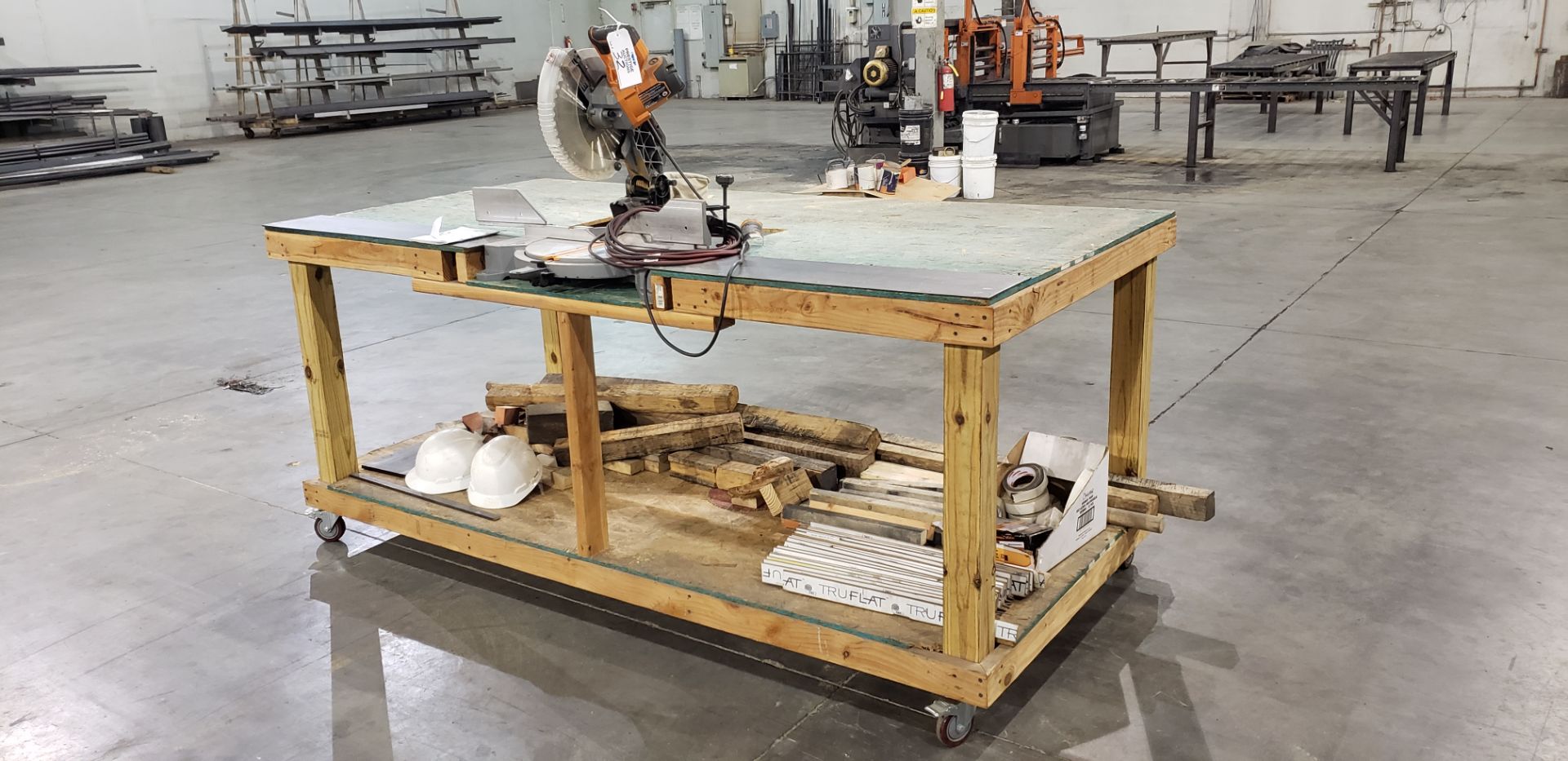 Rigid R41221 12" Mitre/Chop Saw Mounted on Rolling Workbench