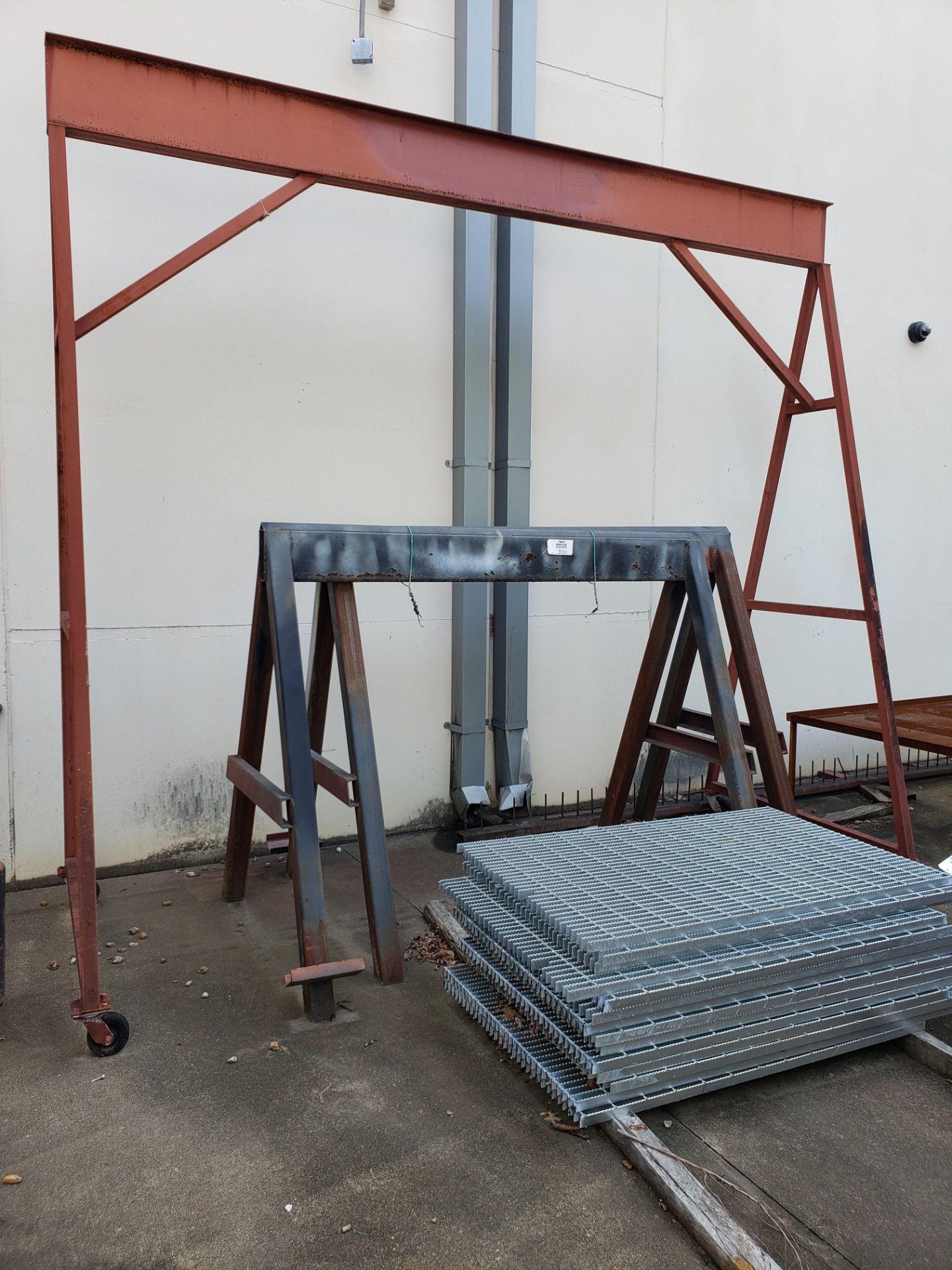 Rolling Gantry Frame & (2) Steel Saw Horses