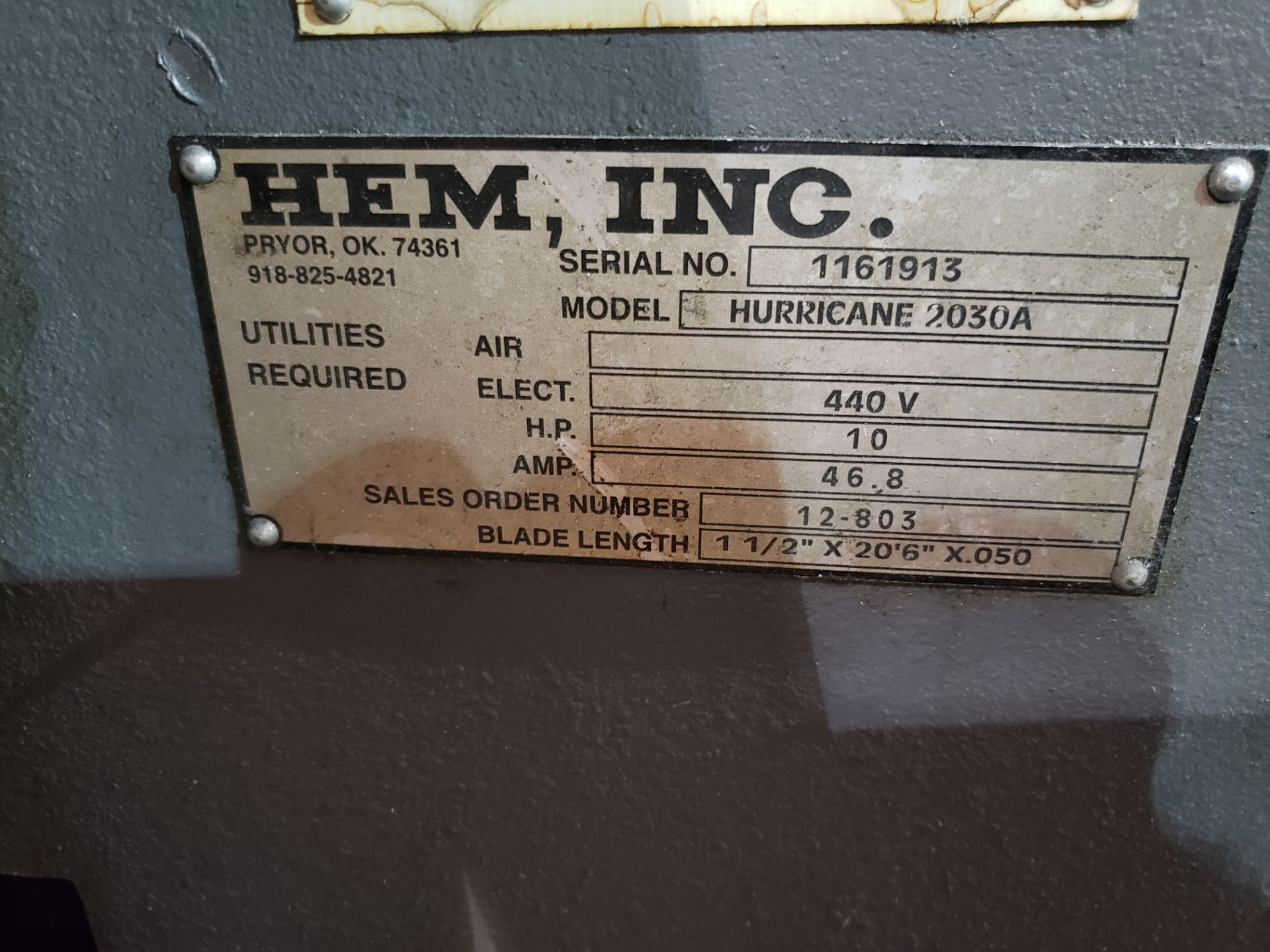 HEM Hurricane 2030A CNC Horizontal Band Saw - Image 7 of 7