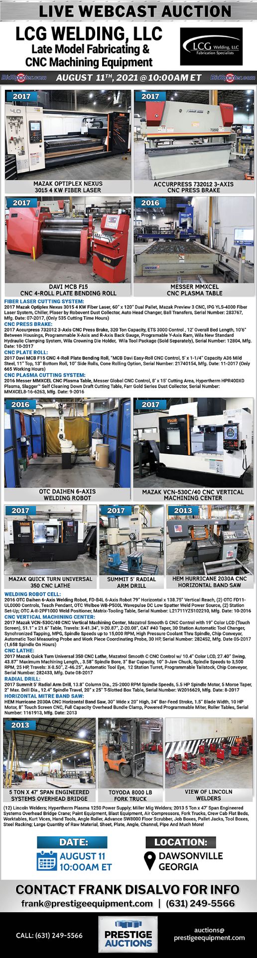 LCG Welding, LLC – Late Model Fabricating & CNC Machining Equipment.