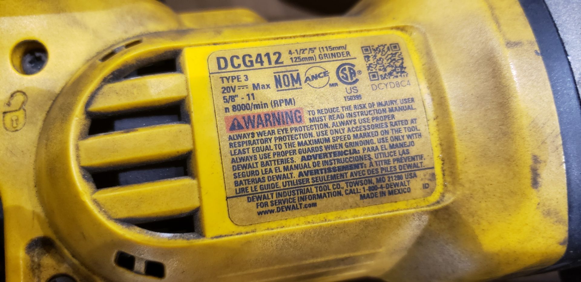 (3) DeWalt DCG412, 20V Cordless Grinders - Image 4 of 5