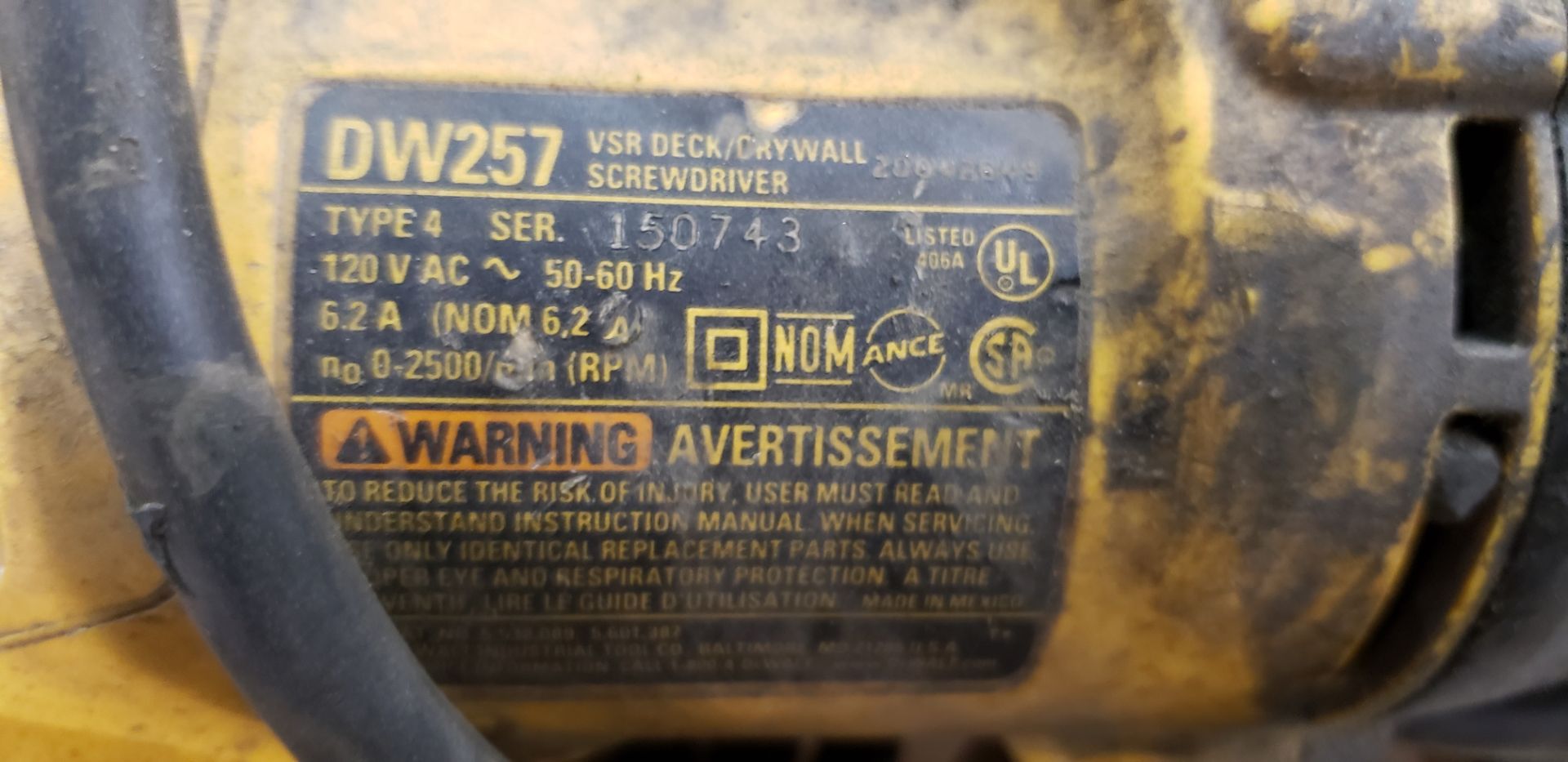 (1) DeWalt DW272 & (1) DeWalt DW257 VSR Drywall Screwdrivers - Image 3 of 3