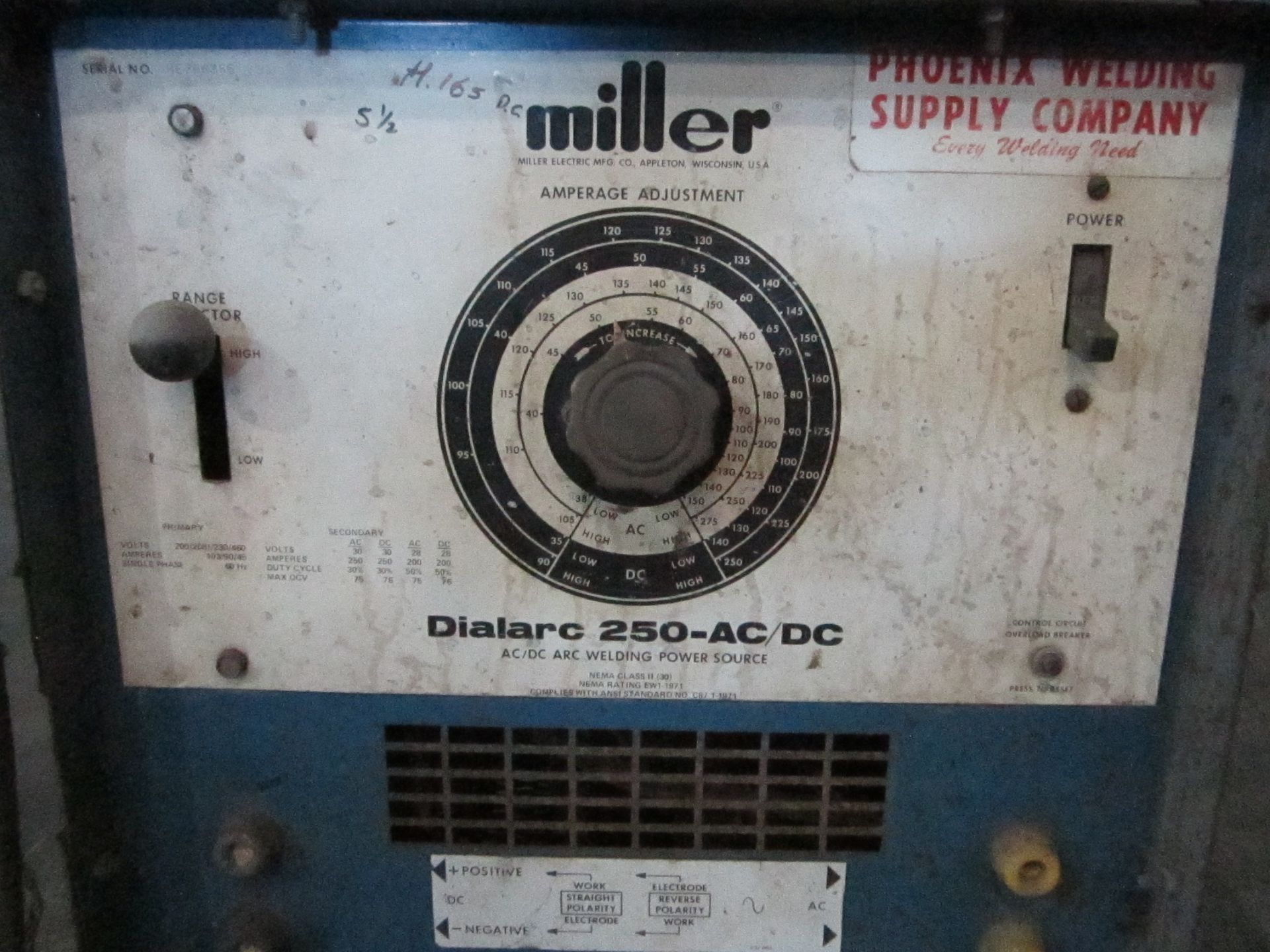 MILLER DIAL ARC 250-AC/DC ARC WELDER - Image 2 of 3