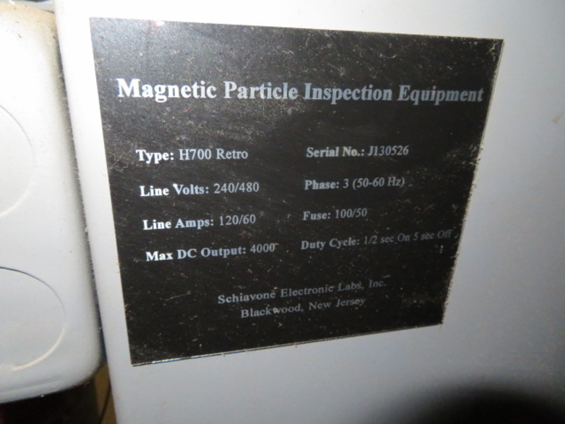 MAGNAFLUX MAGNETIC PARTICLE INSPECTION BOOTH, TYPE H700 RETRO, S/N J130526, (REBUILT 2014 BY SCHIAV - Bild 9 aus 11