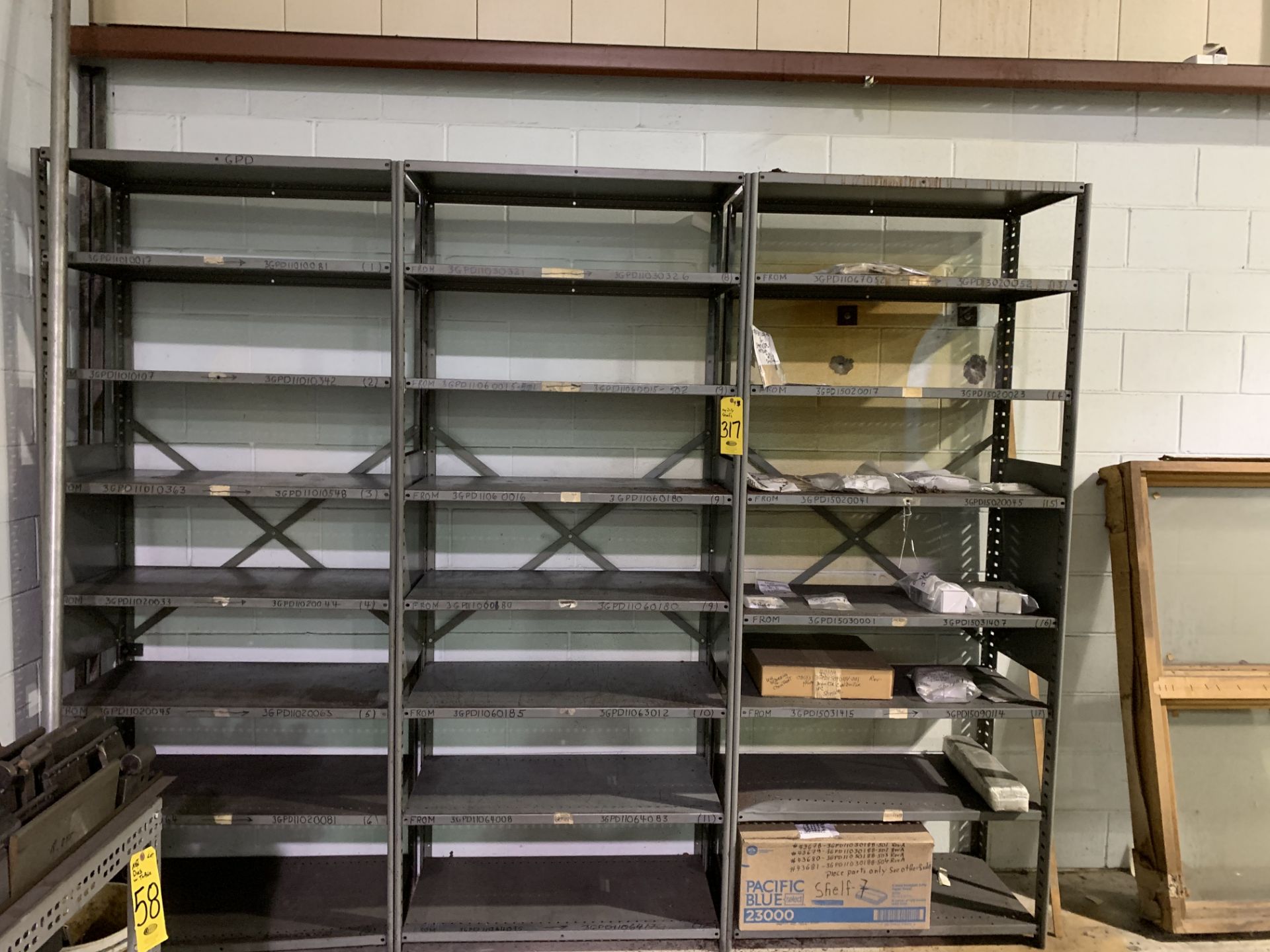 (3) SECTION OF ADJUSTABLE STEEL SHELVING