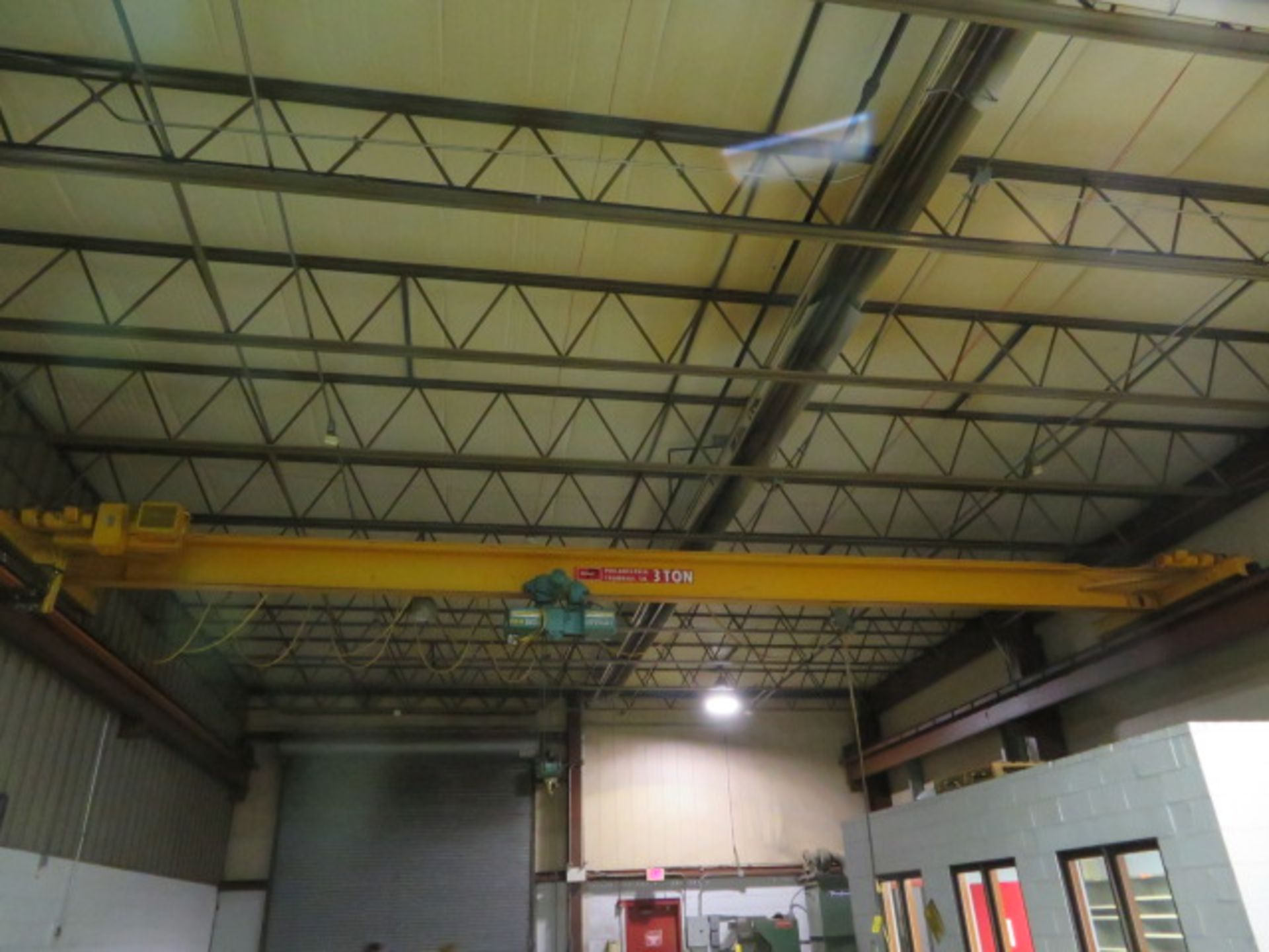 PHILADELPHIA TRAMRAIL SINGLE GIRDER OVER RAIL 3 TON TRAVELING BRIDGE CRANE WITH P AND H BETA ...